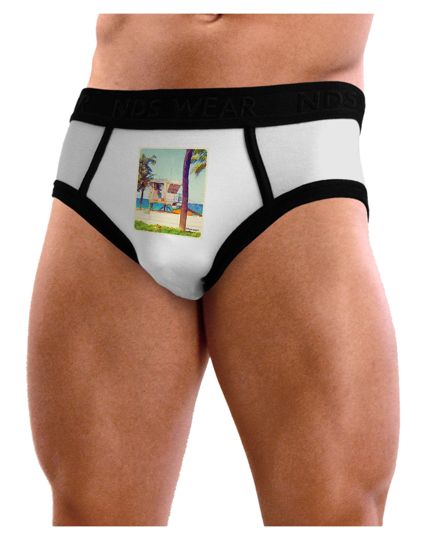 Lifeguard Station Watercolor Mens NDS Wear Briefs Underwear-Mens Briefs-NDS Wear-White-Small-Davson Sales
