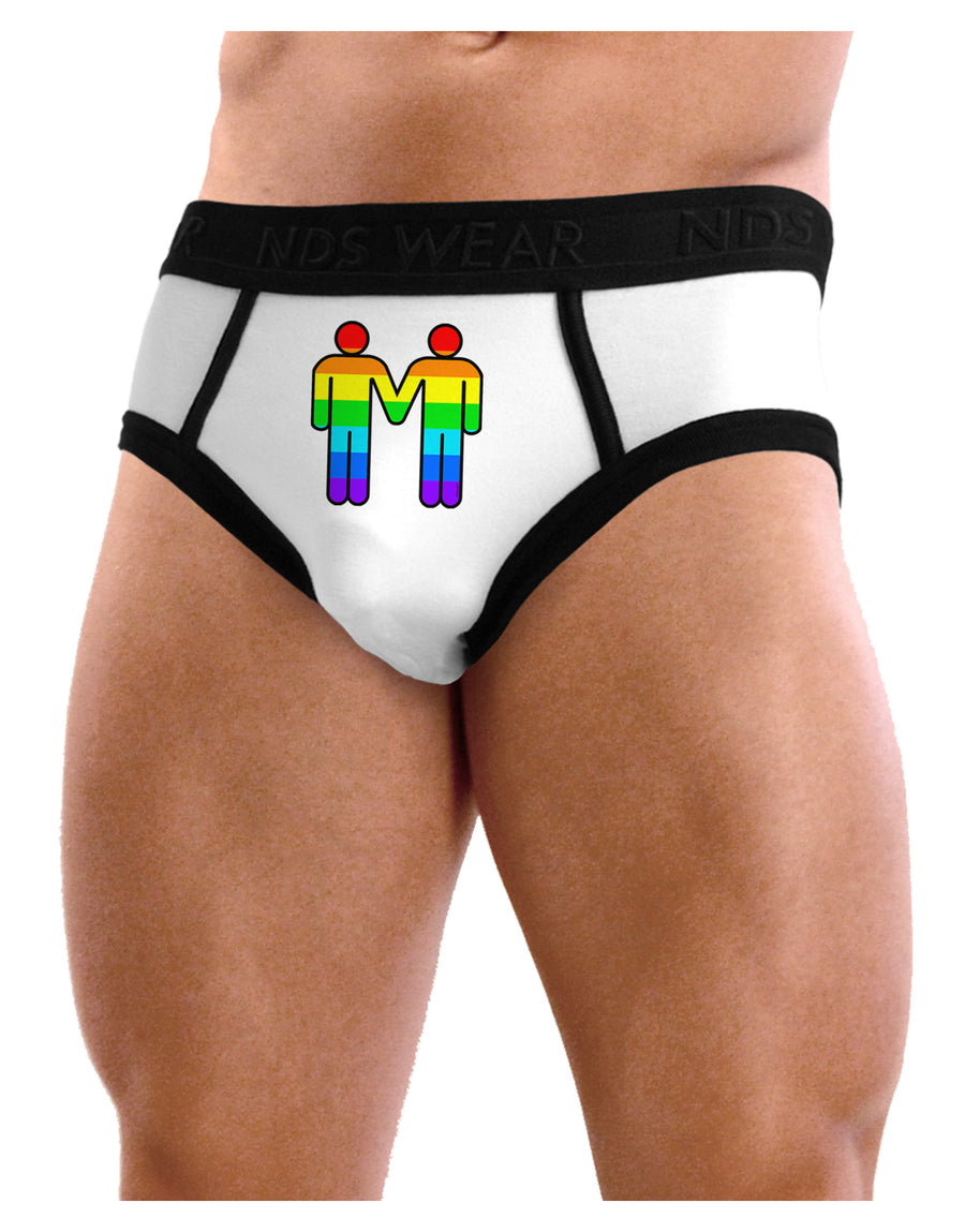 Rainbow Gay Men Holding Hands Mens NDS Wear Briefs Underwear-Mens Briefs-NDS Wear-White-with-Black-Small-Davson Sales
