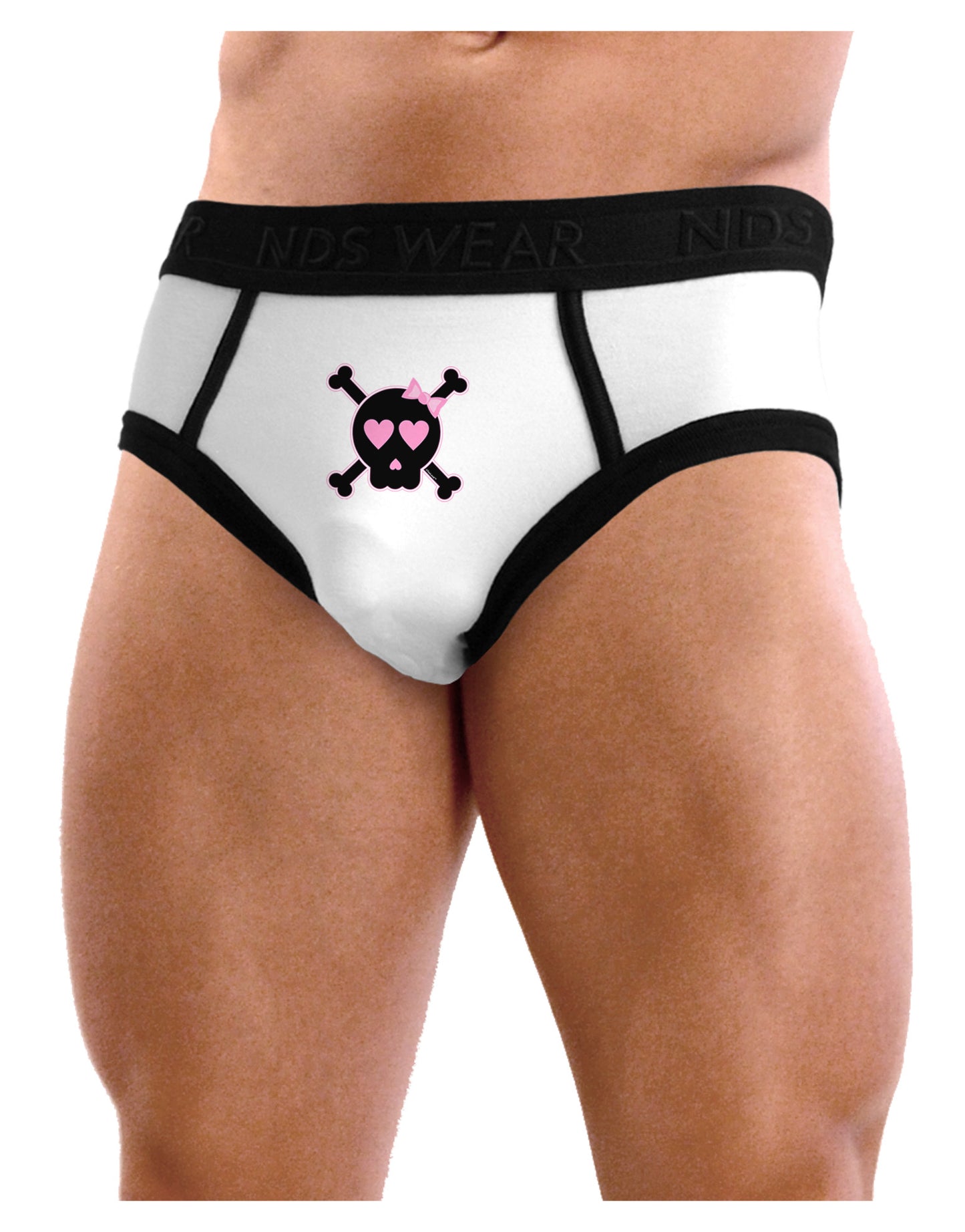 Pink and Black Crossbones Girl Mens NDS Wear Briefs Underwear-Mens Briefs-NDS Wear-White-Small-Davson Sales