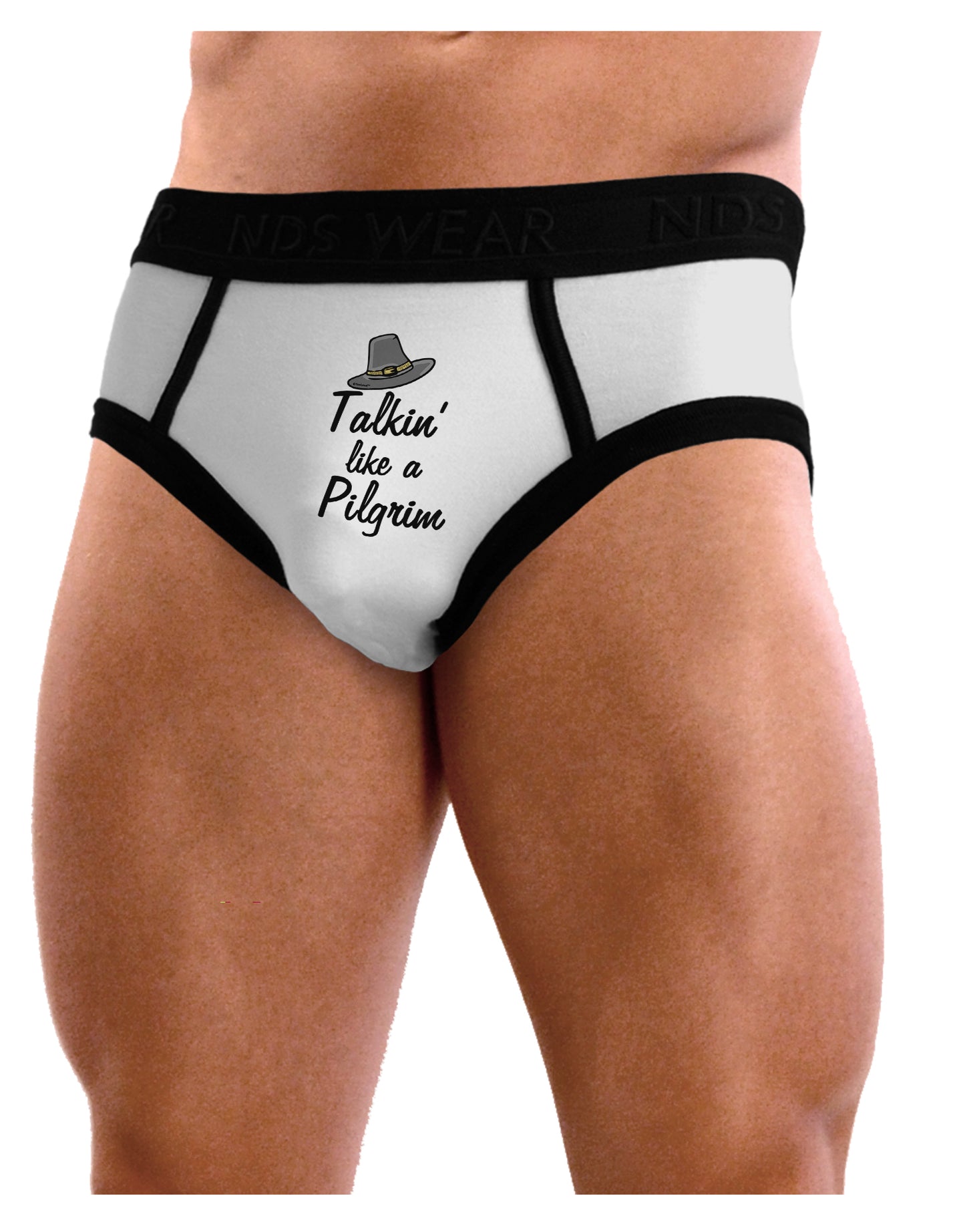 Talkin Like a Pilgrim Mens NDS Wear Briefs Underwear-Mens Briefs-NDS Wear-White-with-Black-Small-Davson Sales