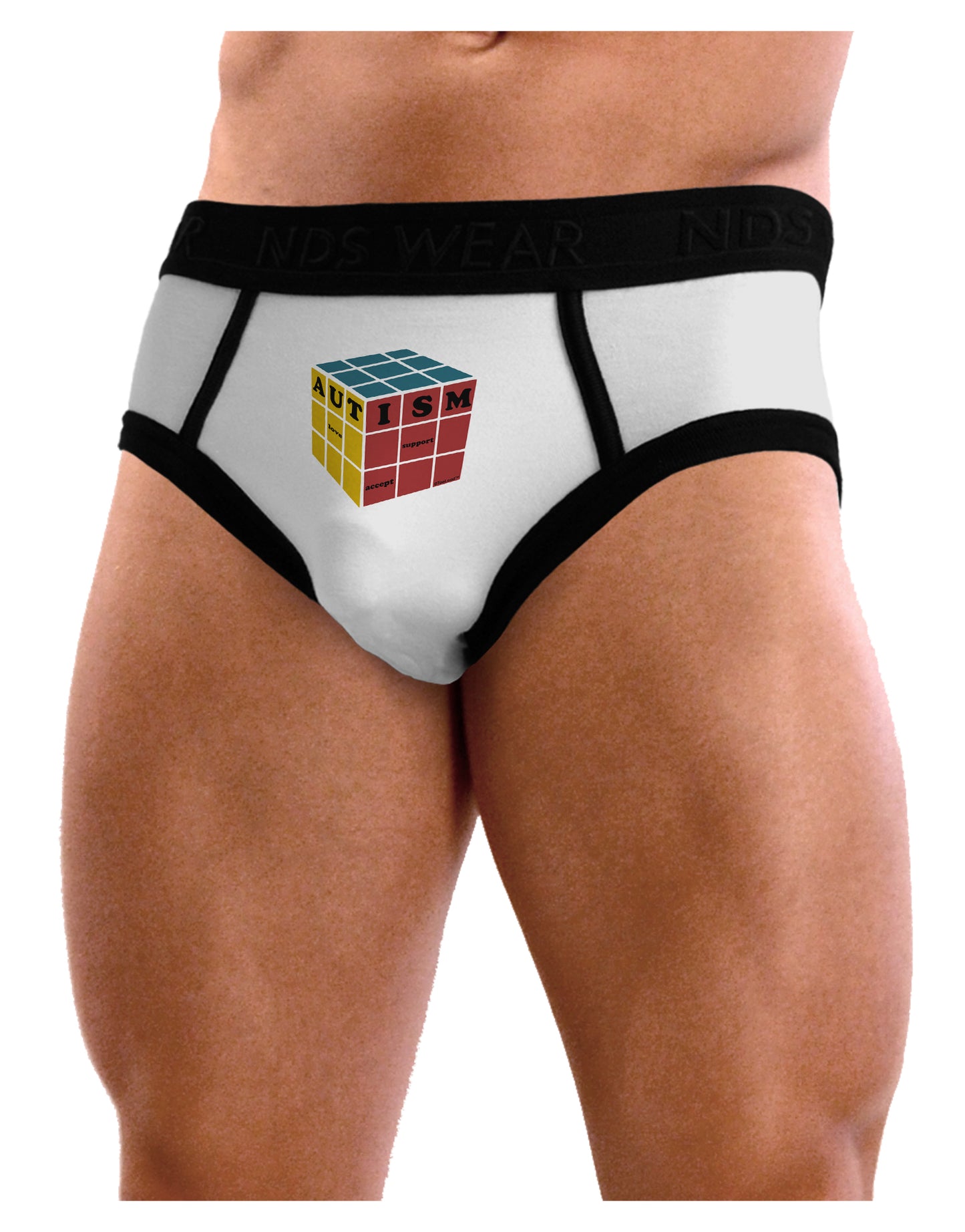 Autism Awareness - Cube Color Mens NDS Wear Briefs Underwear-Mens Briefs-NDS Wear-White-Small-Davson Sales
