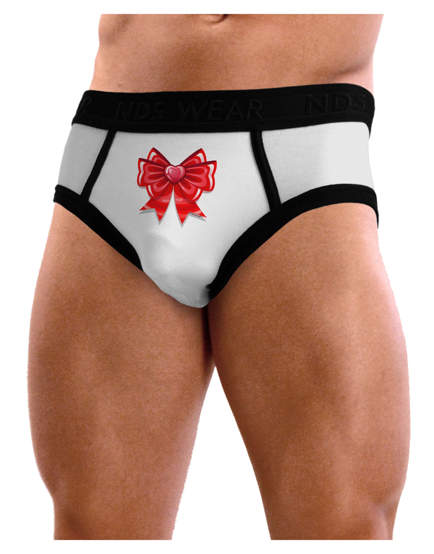 Valentine's Day Heart Bow Mens NDS Wear Briefs Underwear-Mens Briefs-NDS Wear-White-Small-Davson Sales