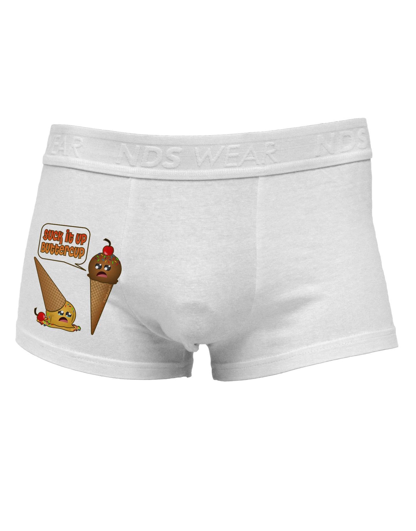 Suck It Up Buttercup Icecream Side Printed Mens Trunk Underwear-Mens Trunk Underwear-NDS Wear-White-Small-Davson Sales