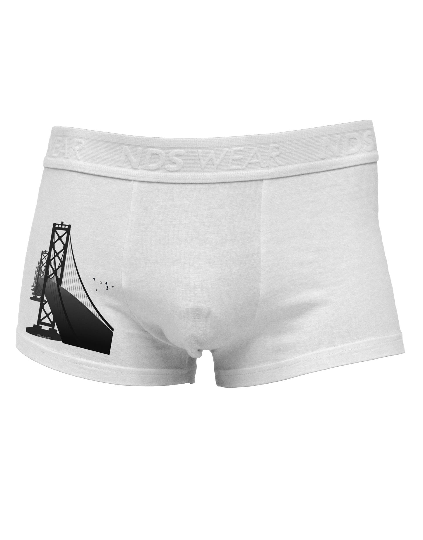 San Francisco Bay Bridge Side Printed Mens Trunk Underwear-Mens Trunk Underwear-NDS Wear-White-Small-Davson Sales
