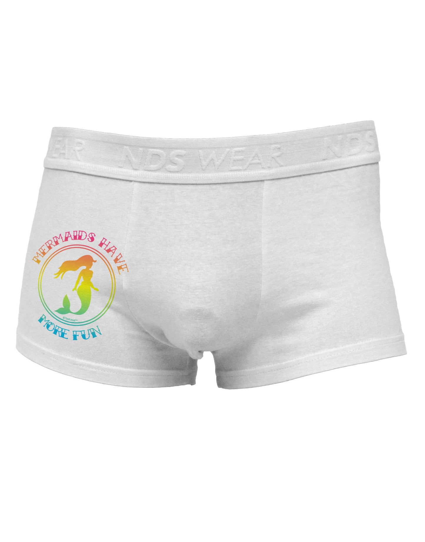 Mermaids Have More Fun - Beachy Colors Side Printed Mens Trunk Underwear-Mens Trunk Underwear-NDS Wear-White-Small-Davson Sales