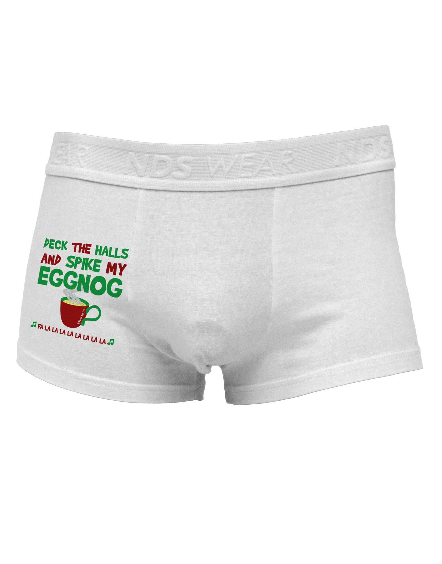 Spike My Eggnog Side Printed Mens Trunk Underwear-Mens Trunk Underwear-NDS Wear-White-Small-Davson Sales