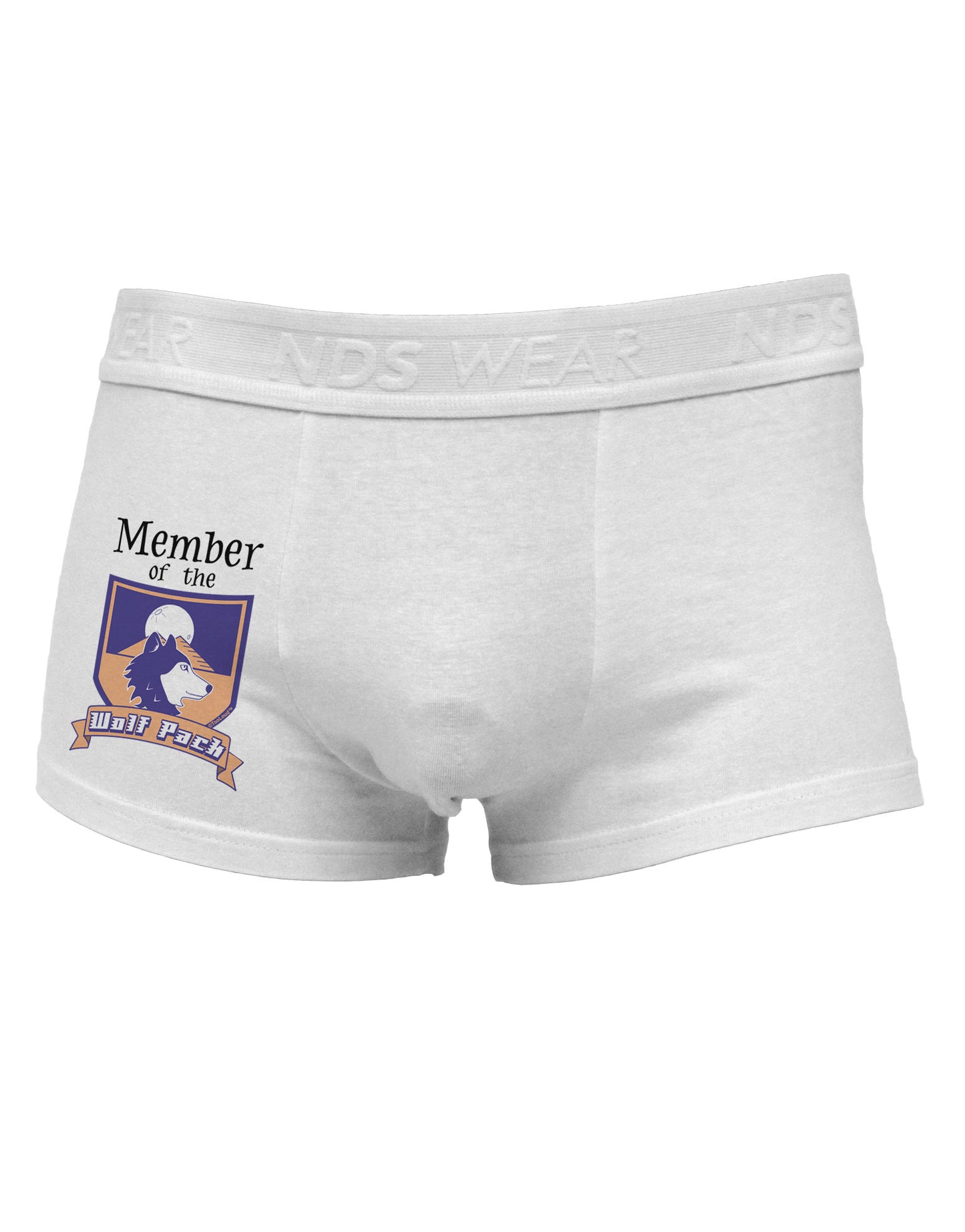 Member of the Wolf Pack Side Printed Mens Trunk Underwear-Mens Trunk Underwear-NDS Wear-White-Small-Davson Sales