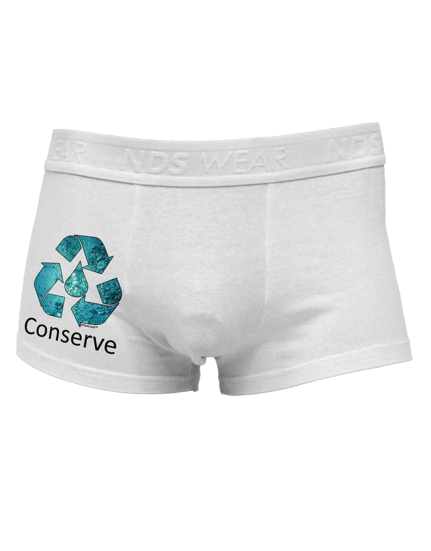 Water Conservation Text Side Printed Mens Trunk Underwear by TooLoud-Mens Trunk Underwear-NDS Wear-White-Small-Davson Sales
