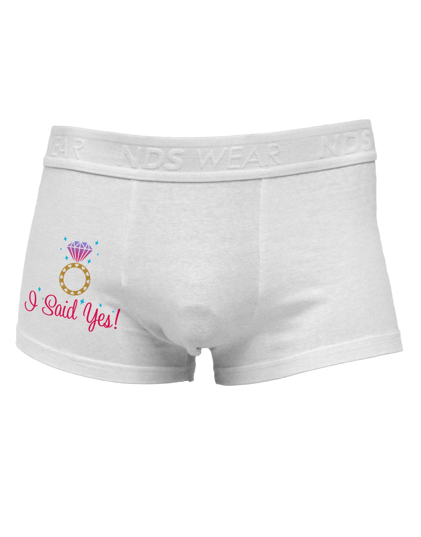 I Said Yes - Diamond Ring - Color Side Printed Mens Trunk Underwear-Mens Trunk Underwear-NDS Wear-White-Small-Davson Sales