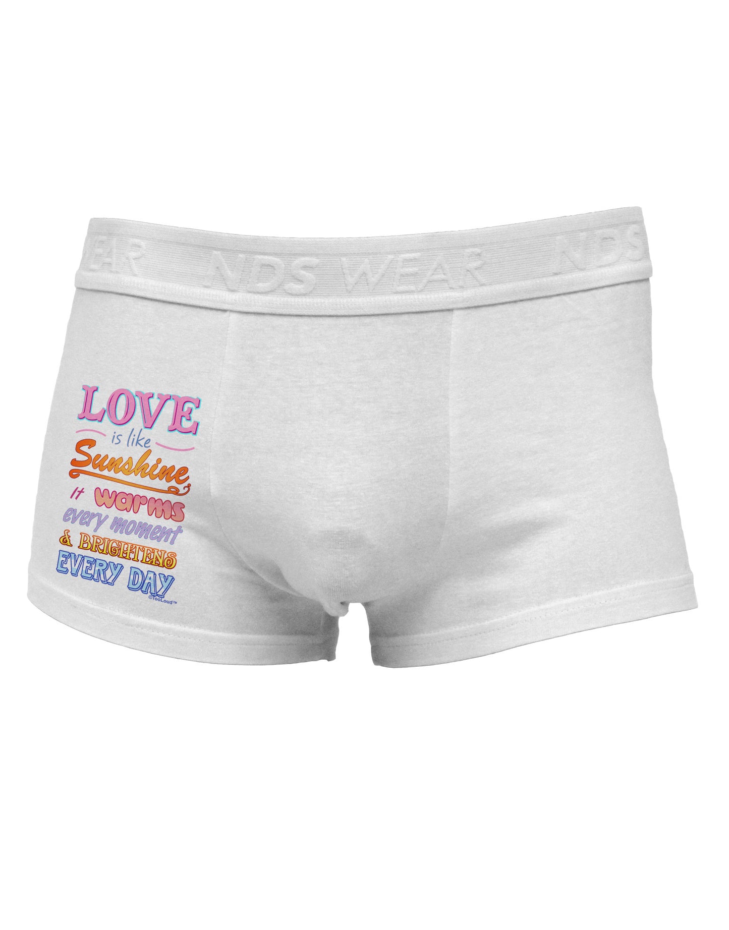 Love is like Sunshine - Quote Side Printed Mens Trunk Underwear-Mens Trunk Underwear-NDS Wear-White-Small-Davson Sales
