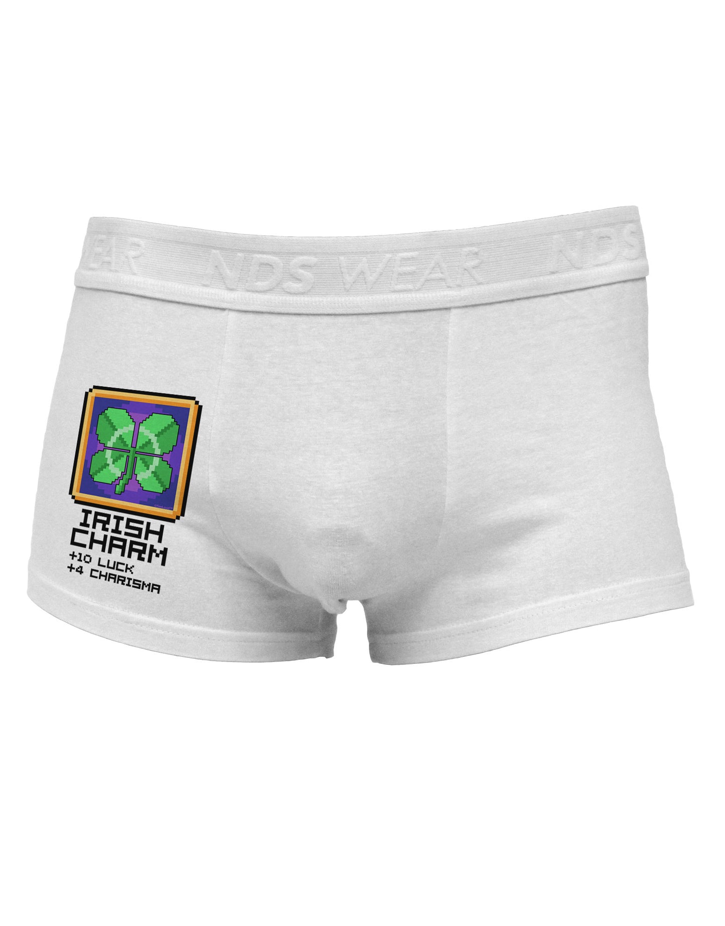 Pixel Irish Charm Item Side Printed Mens Trunk Underwear-Mens Trunk Underwear-NDS Wear-White-Small-Davson Sales
