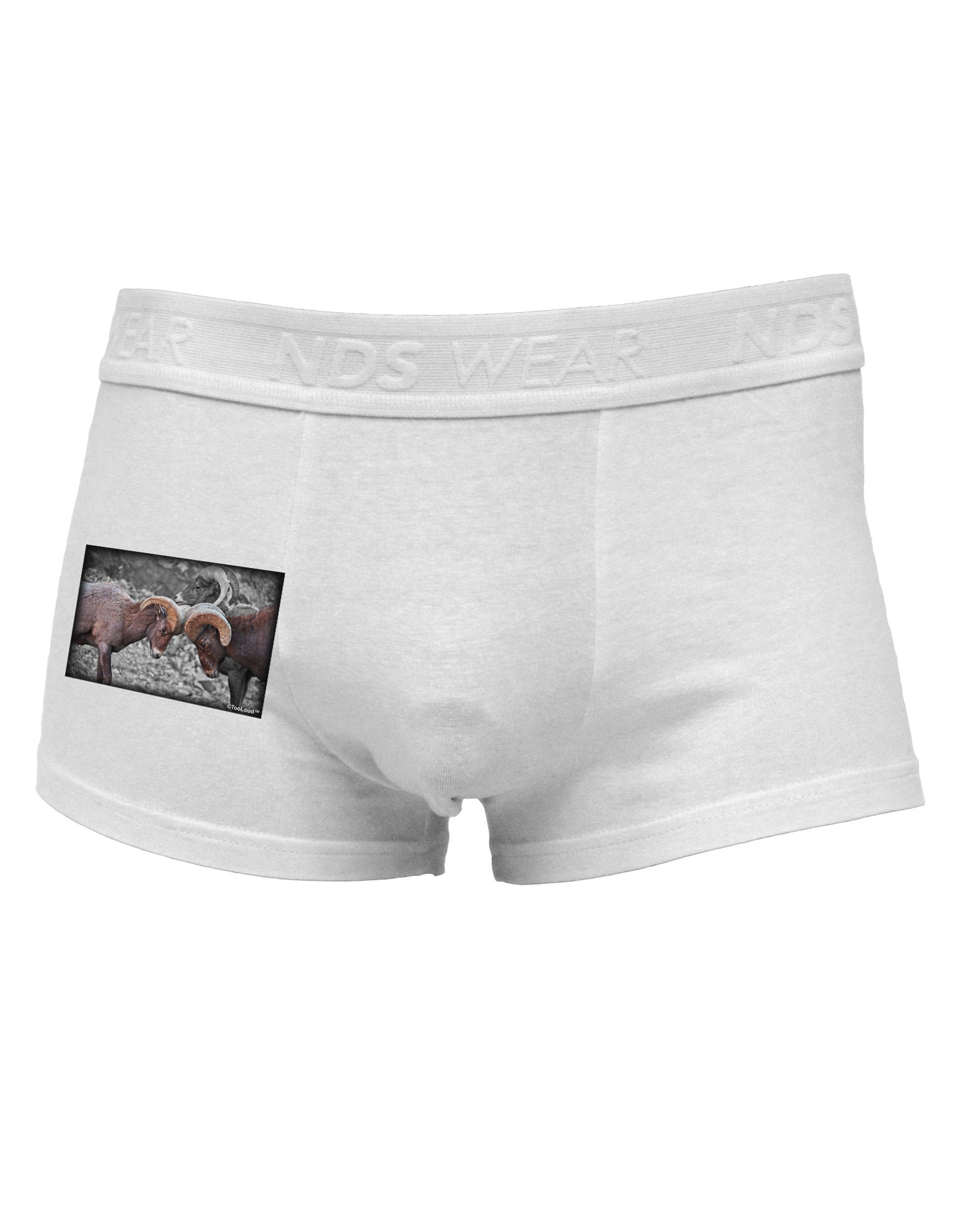 CO Bighorn Head Butt Desaturated Side Printed Mens Trunk Underwear-Mens Trunk Underwear-NDS Wear-White-Small-Davson Sales