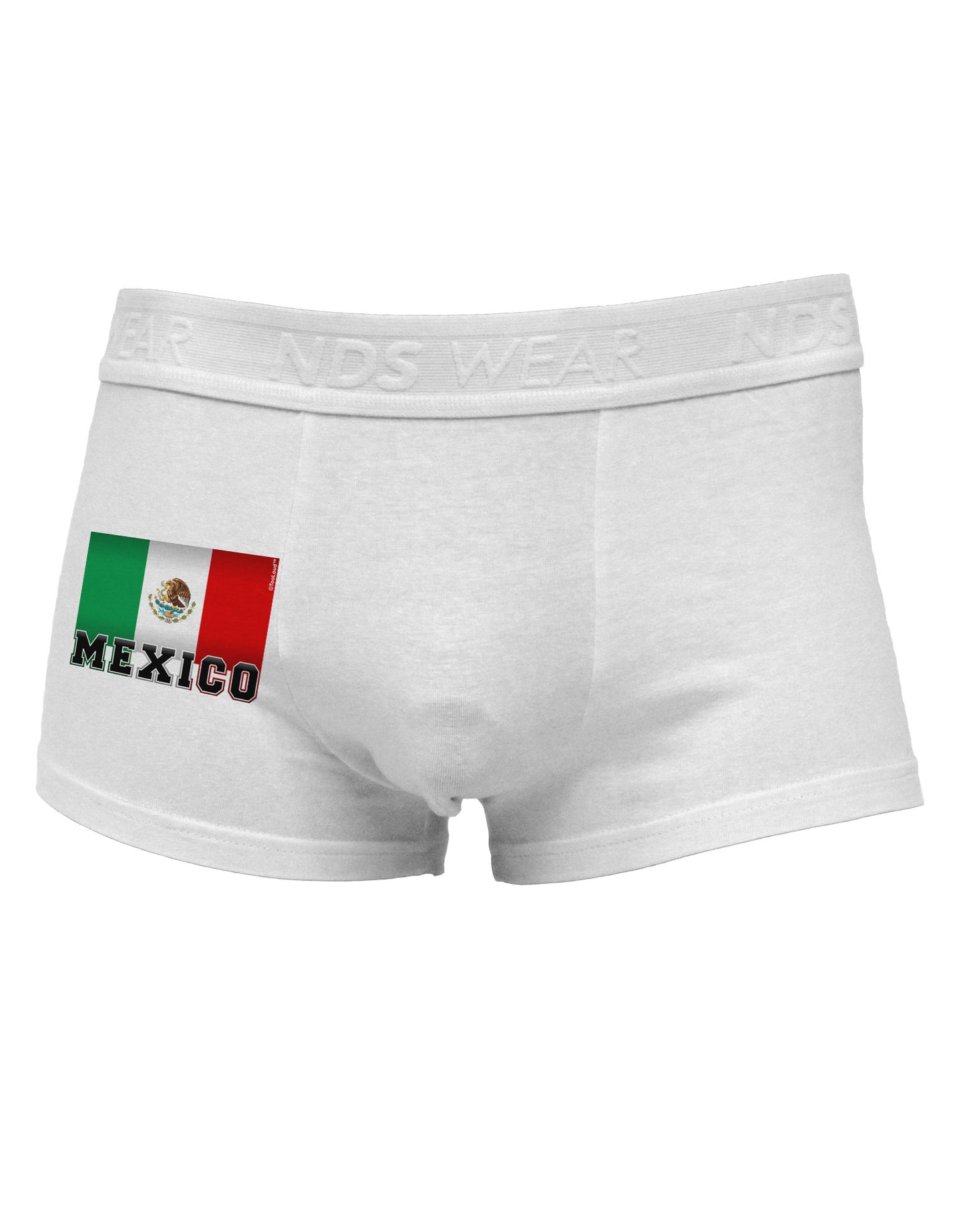 Mexico Flag Side Printed Mens Trunk Underwear-Mens Trunk Underwear-NDS Wear-White-Small-Davson Sales