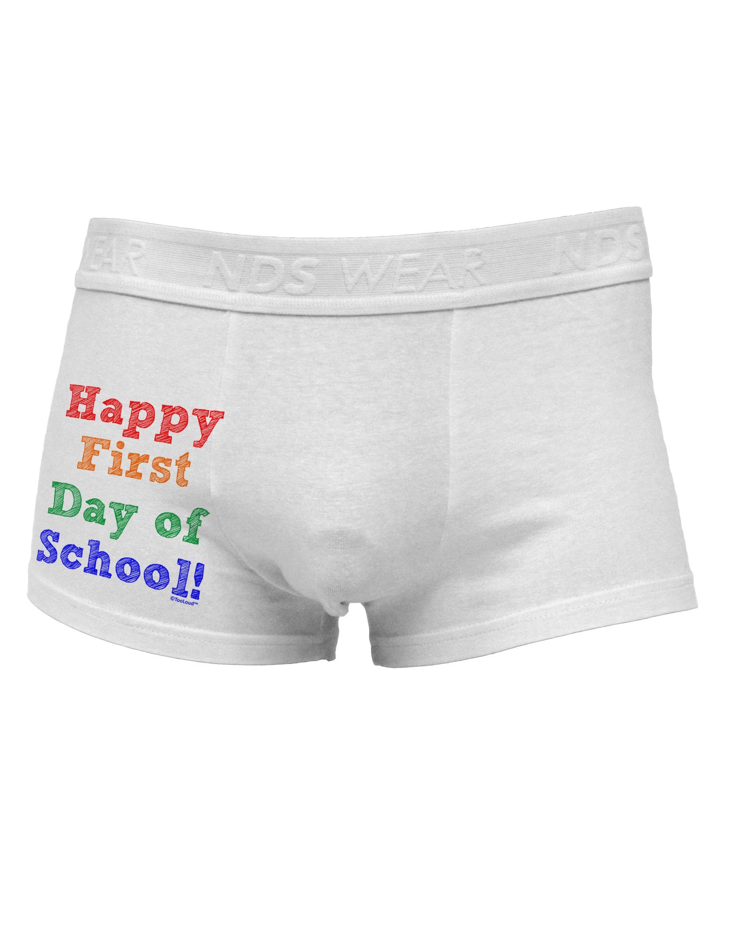 Happy First Day of School Side Printed Mens Trunk Underwear-Mens Trunk Underwear-NDS Wear-White-Small-Davson Sales