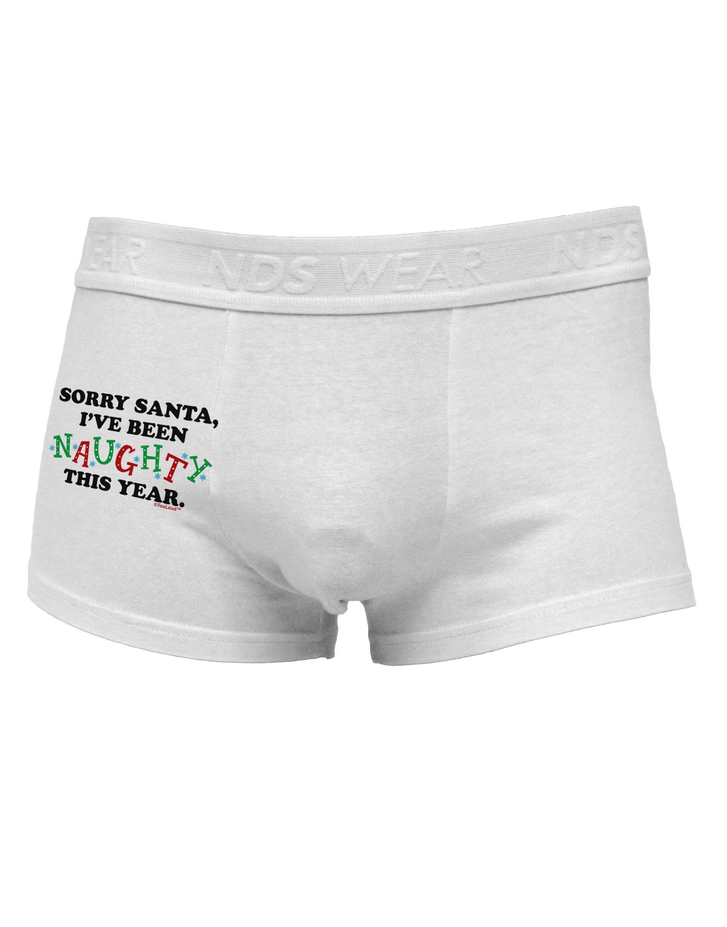 I've Been Naughty This Year Side Printed Mens Trunk Underwear-Mens Trunk Underwear-NDS Wear-White-Small-Davson Sales