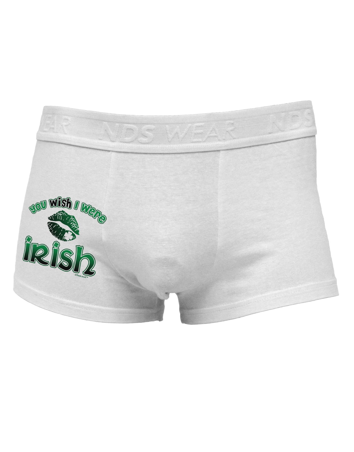 TooLoud You Wish I Were Irish Side Printed Mens Trunk Underwear-Mens Trunk Underwear-NDS Wear-White-Small-Davson Sales