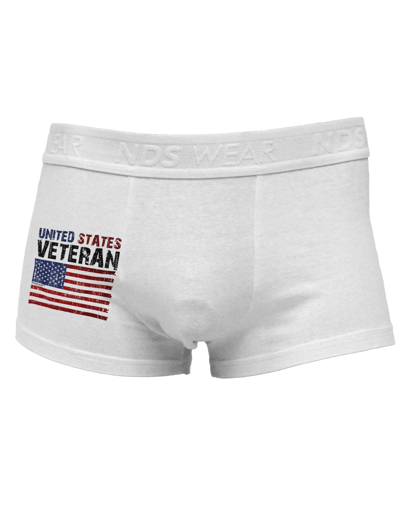 US Veteran Distressed Side Printed Mens Trunk Underwear-Mens Trunk Underwear-NDS Wear-White-Small-Davson Sales