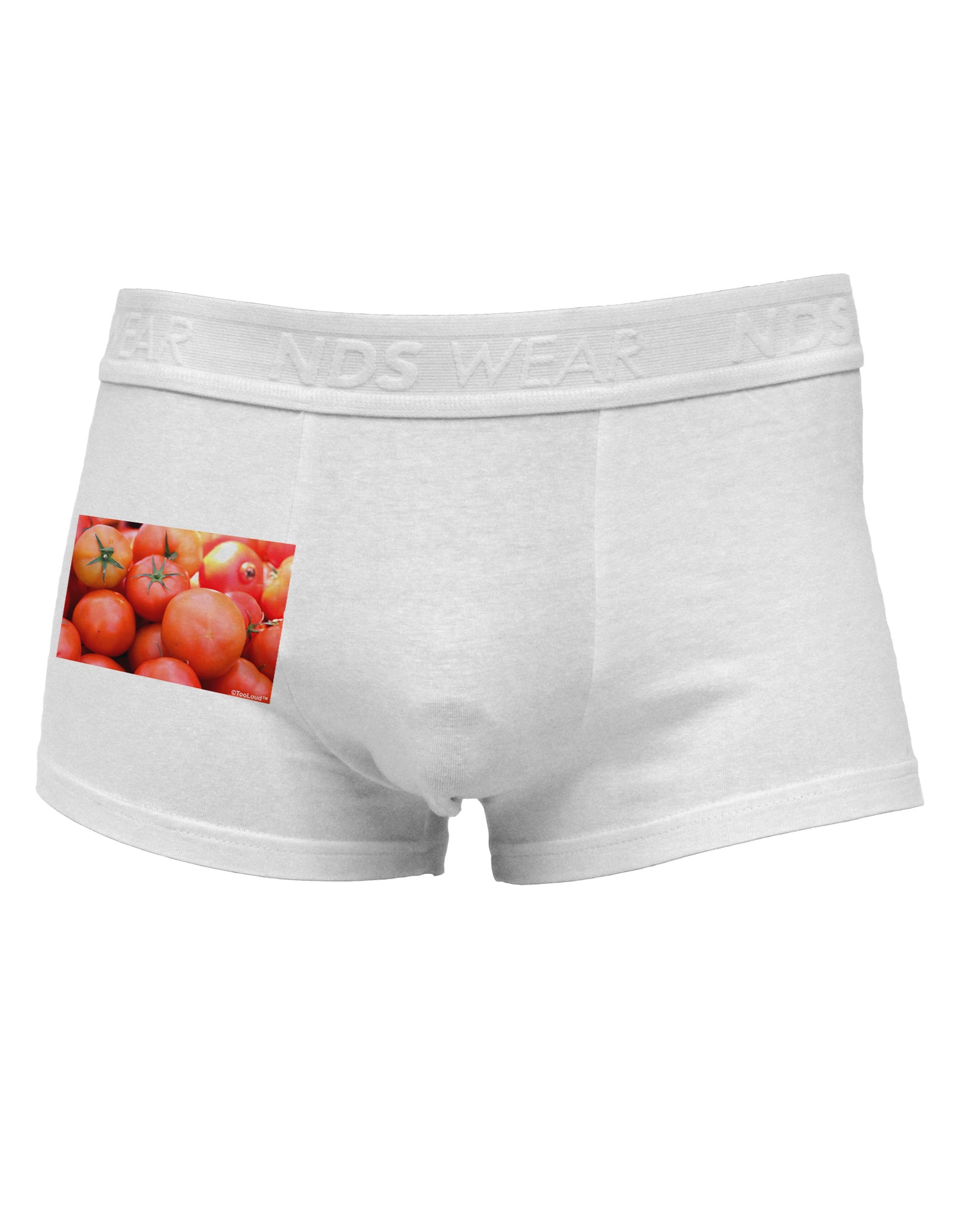 Buy Local Produce Tomatoes Side Printed Mens Trunk Underwear-Mens Trunk Underwear-NDS Wear-White-Small-Davson Sales