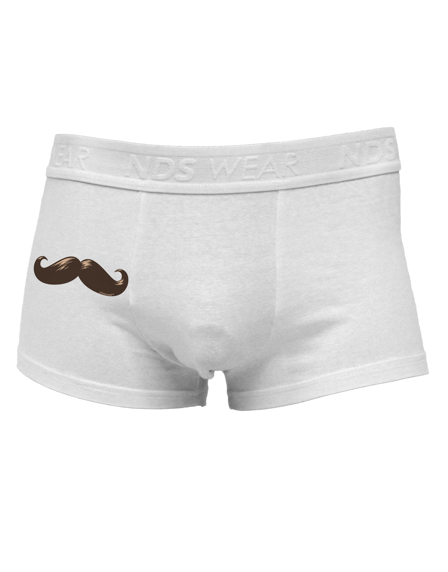 Big Brown Mustache Side Printed Mens Trunk Underwear-Mens Trunk Underwear-NDS Wear-White-Small-Davson Sales