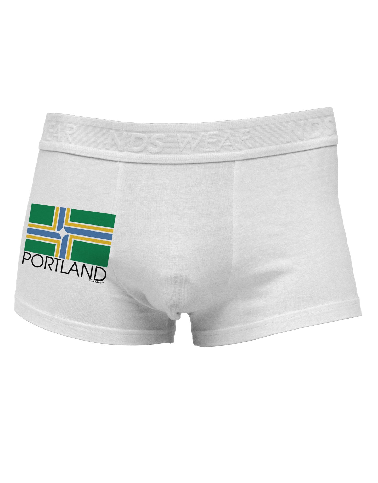Portland Oregon Flag Text Side Printed Mens Trunk Underwear-Mens Trunk Underwear-NDS Wear-White-Small-Davson Sales