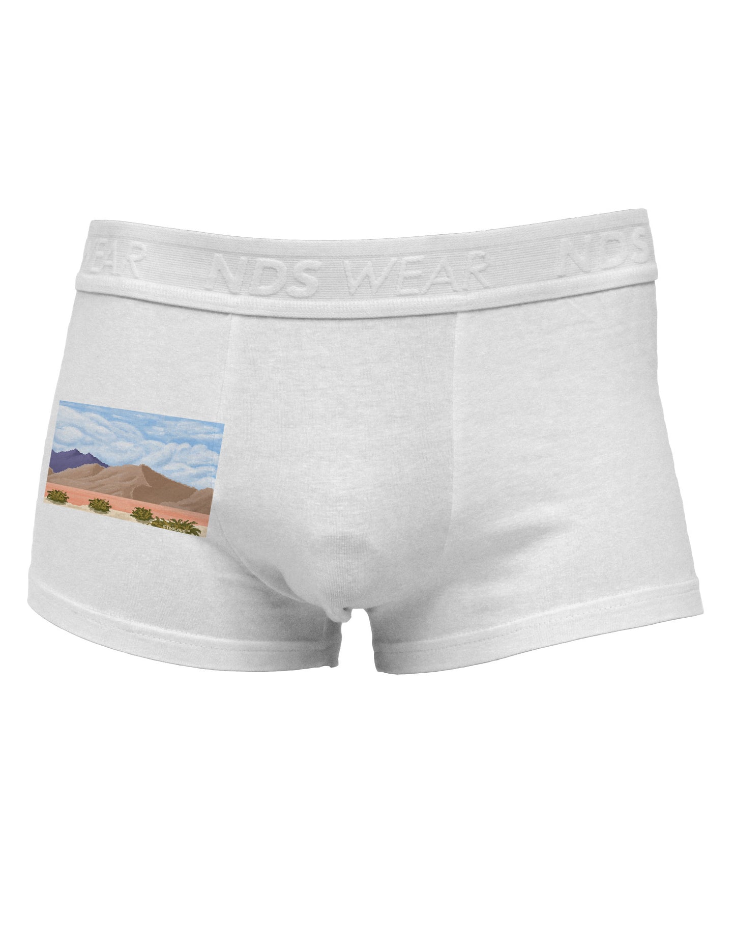 Pixel Landscape - Desert Side Printed Mens Trunk Underwear-Mens Trunk Underwear-NDS Wear-White-Small-Davson Sales