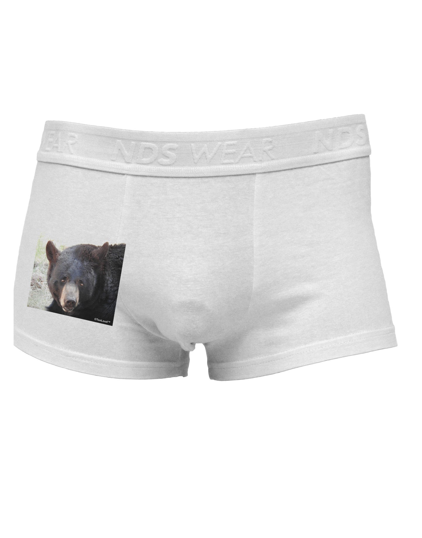 Staring Black Bear Side Printed Mens Trunk Underwear-Mens Trunk Underwear-NDS Wear-White-Small-Davson Sales