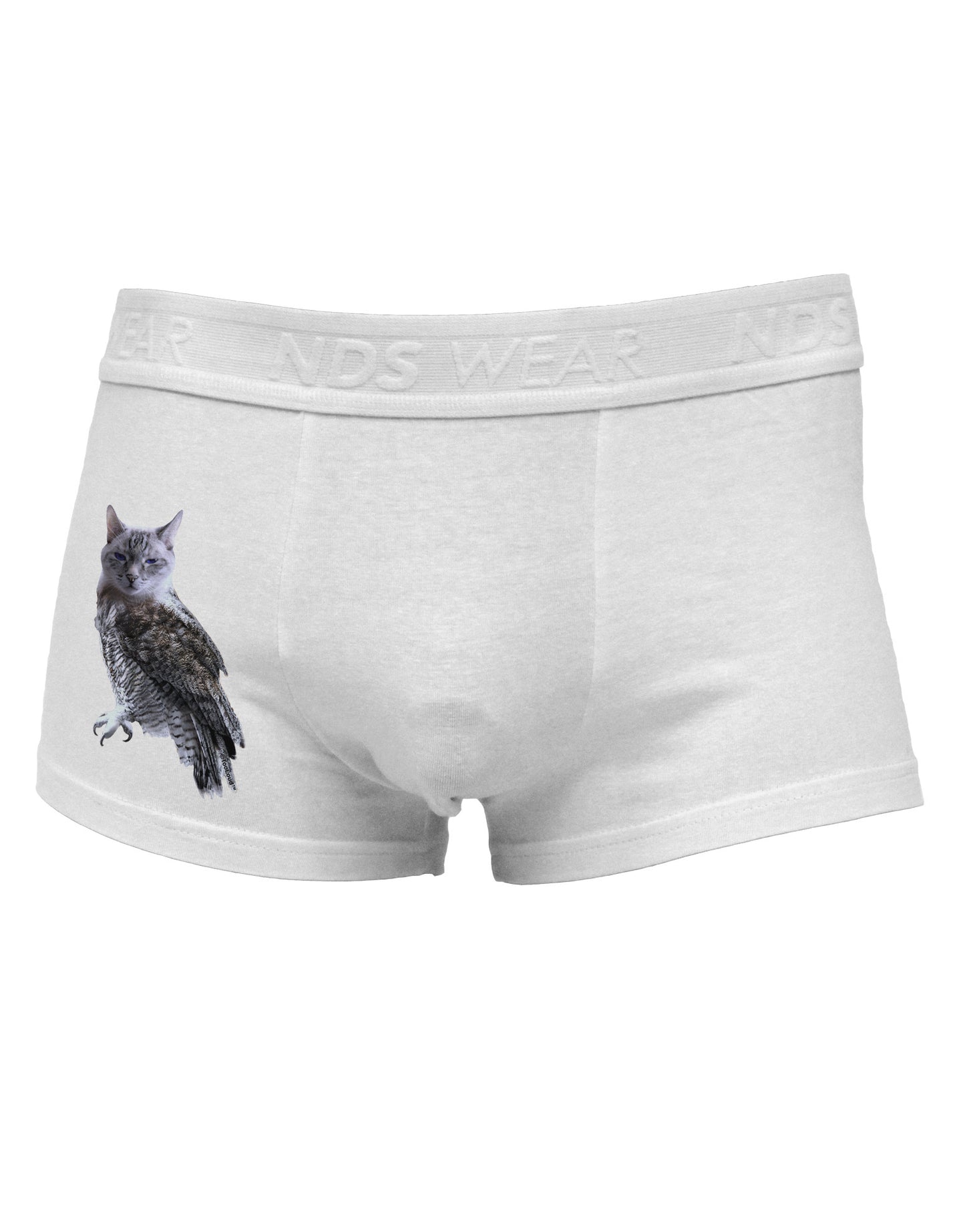 Lucky Cat Owl Side Printed Mens Trunk Underwear-Mens Trunk Underwear-NDS Wear-White-Small-Davson Sales