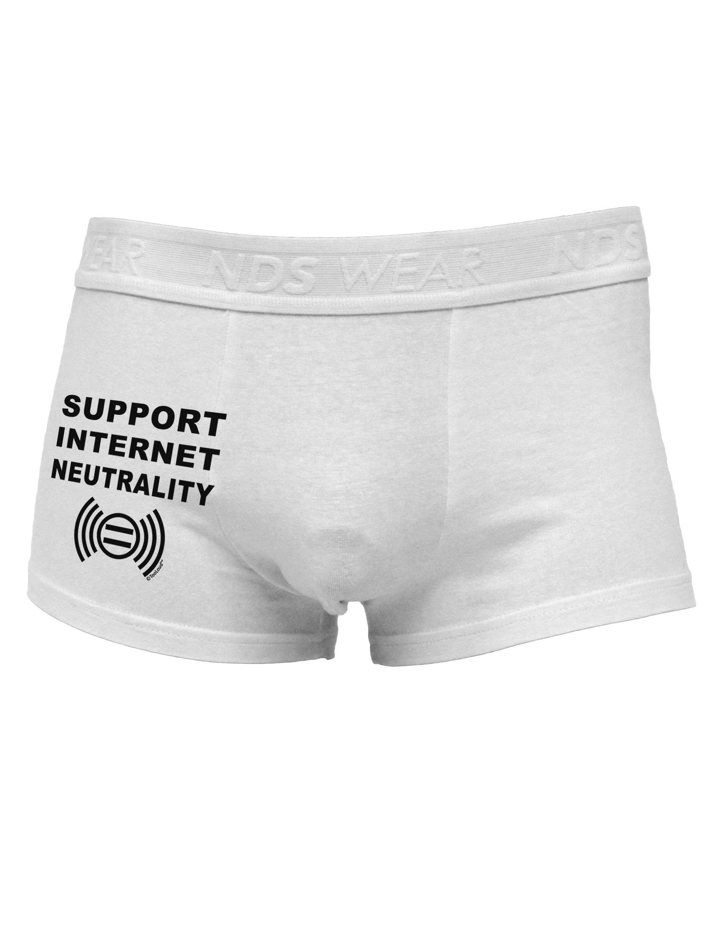 Support Internet Neutrality Side Printed Mens Trunk Underwear-Mens Trunk Underwear-NDS Wear-White-Small-Davson Sales