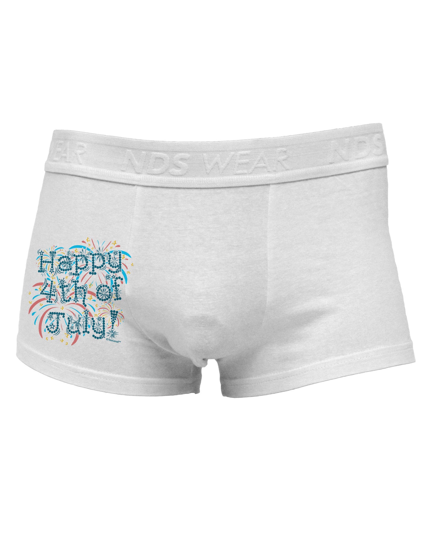 Happy 4th of July - Fireworks Design Side Printed Mens Trunk Underwear-Mens Trunk Underwear-NDS Wear-White-Small-Davson Sales