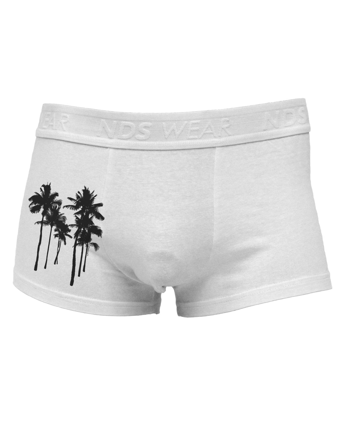 Palm Rows Silhouette Side Printed Mens Trunk Underwear-Mens Trunk Underwear-NDS Wear-White-Small-Davson Sales