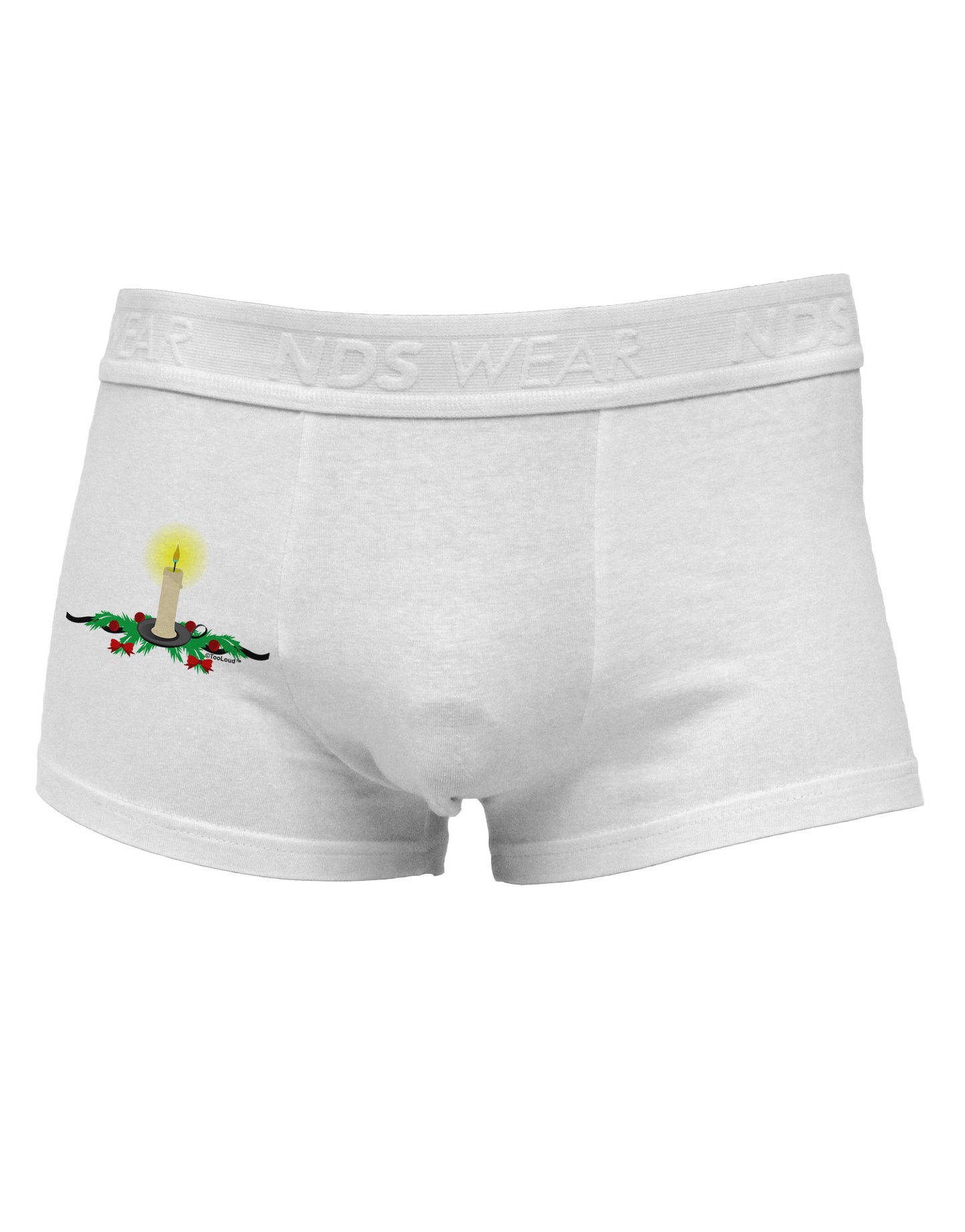 Chirstmas Candle Side Printed Mens Trunk Underwear-Mens Trunk Underwear-NDS Wear-White-Small-Davson Sales