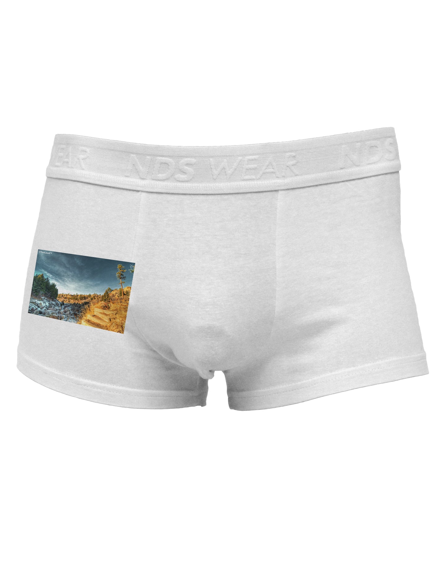 Castlewood Canyon Side Printed Mens Trunk Underwear-Mens Trunk Underwear-NDS Wear-White-Small-Davson Sales
