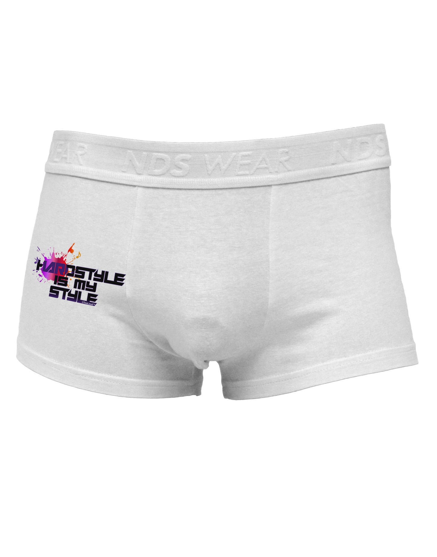 Hardstyle Is My Style Side Printed Mens Trunk Underwear-Mens Trunk Underwear-NDS Wear-White-Small-Davson Sales