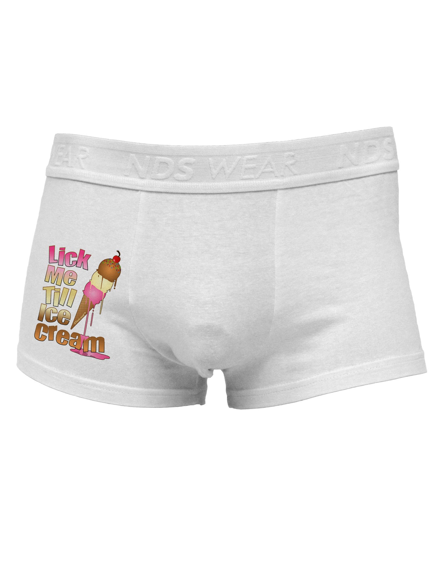 Lick Me Till Ice Cream Side Printed Mens Trunk Underwear-Mens Trunk Underwear-NDS Wear-White-Small-Davson Sales