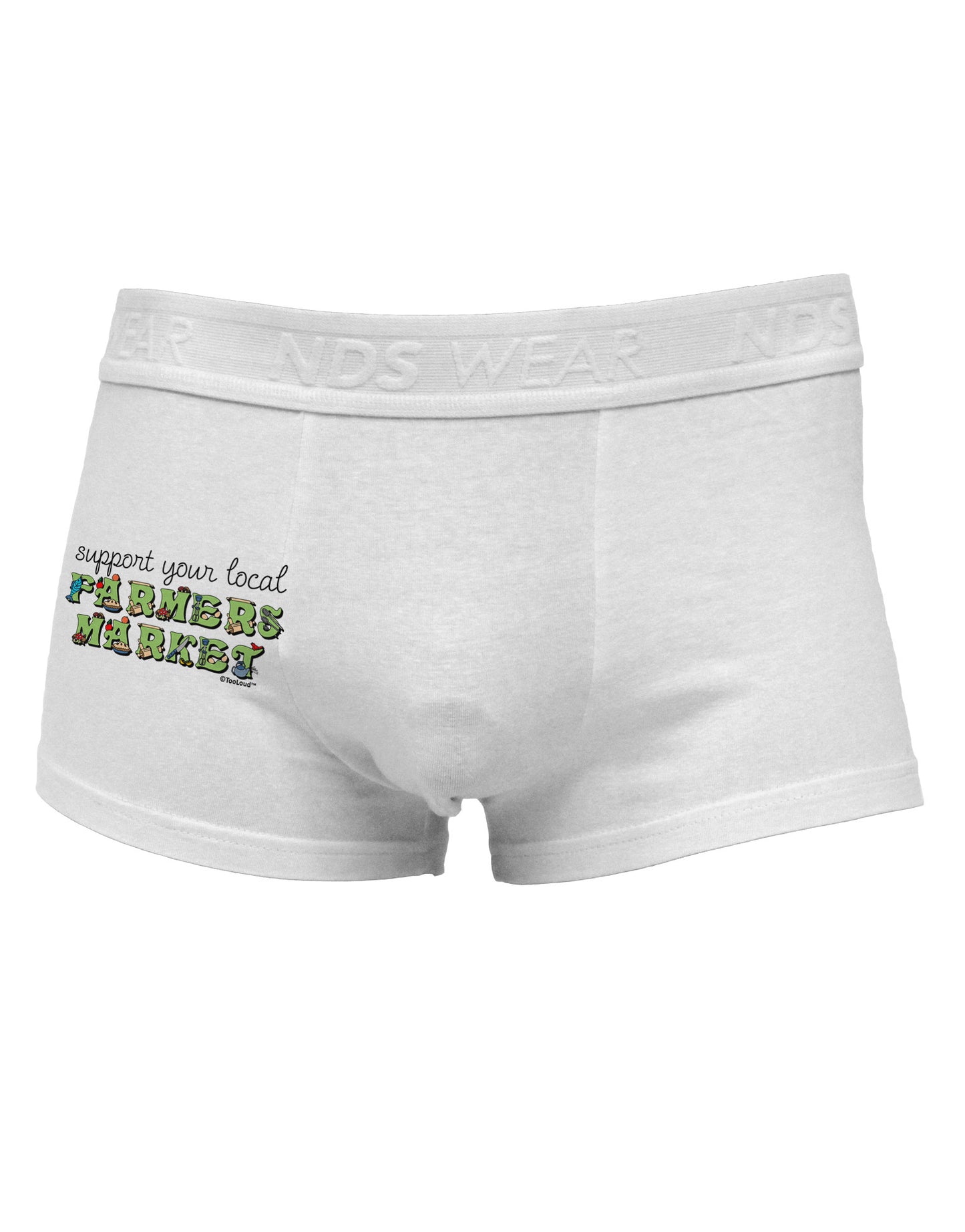 Support Your Local Farmers Market - Color Side Printed Mens Trunk Underwear-Mens Trunk Underwear-NDS Wear-White-Small-Davson Sales