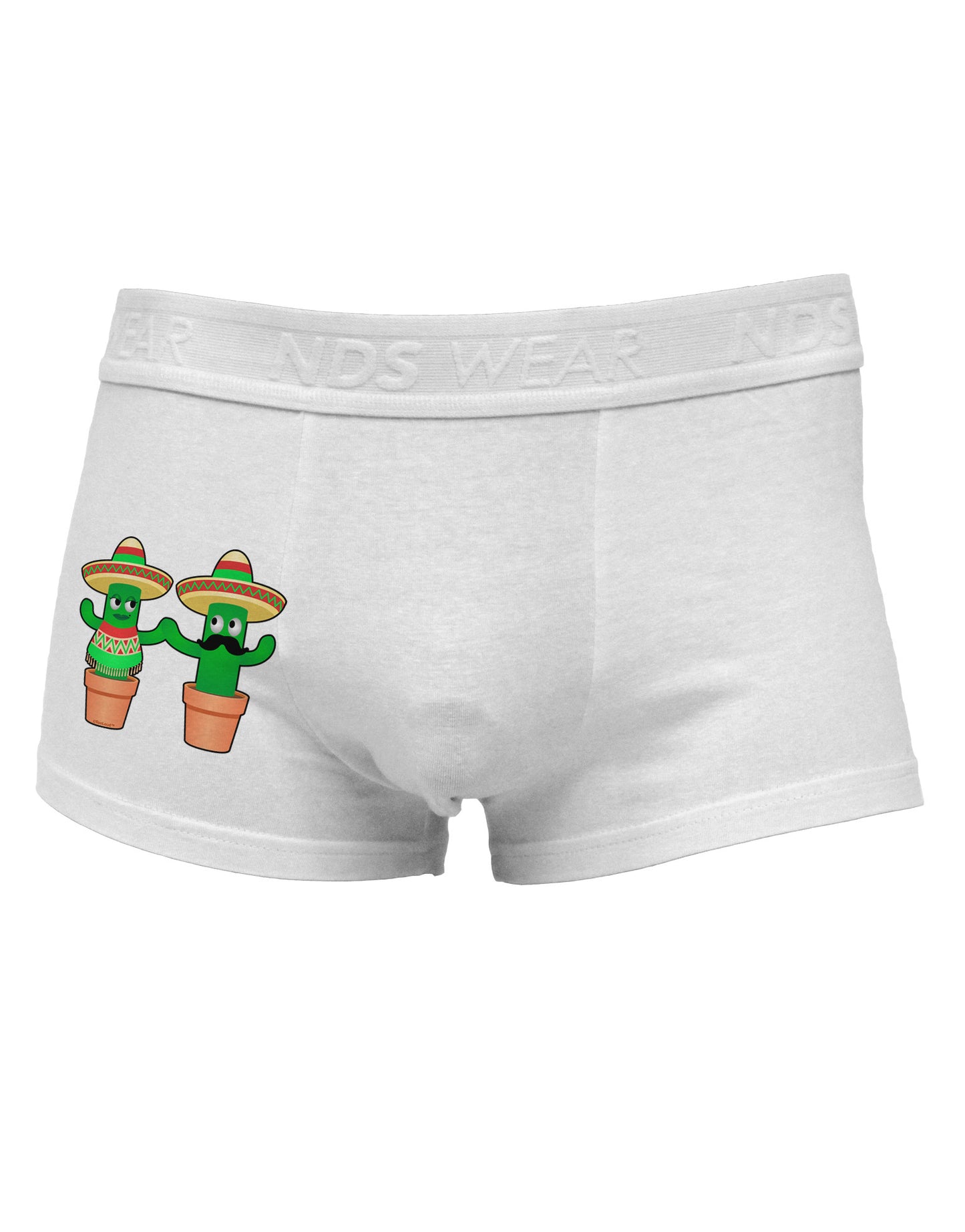 Fiesta Cactus Couple Side Printed Mens Trunk Underwear-Mens Trunk Underwear-NDS Wear-White-Small-Davson Sales