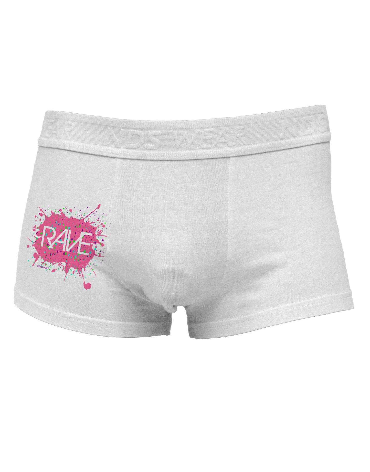 Rave Splatter Pink Side Printed Mens Trunk Underwear-Mens Trunk Underwear-NDS Wear-White-Small-Davson Sales