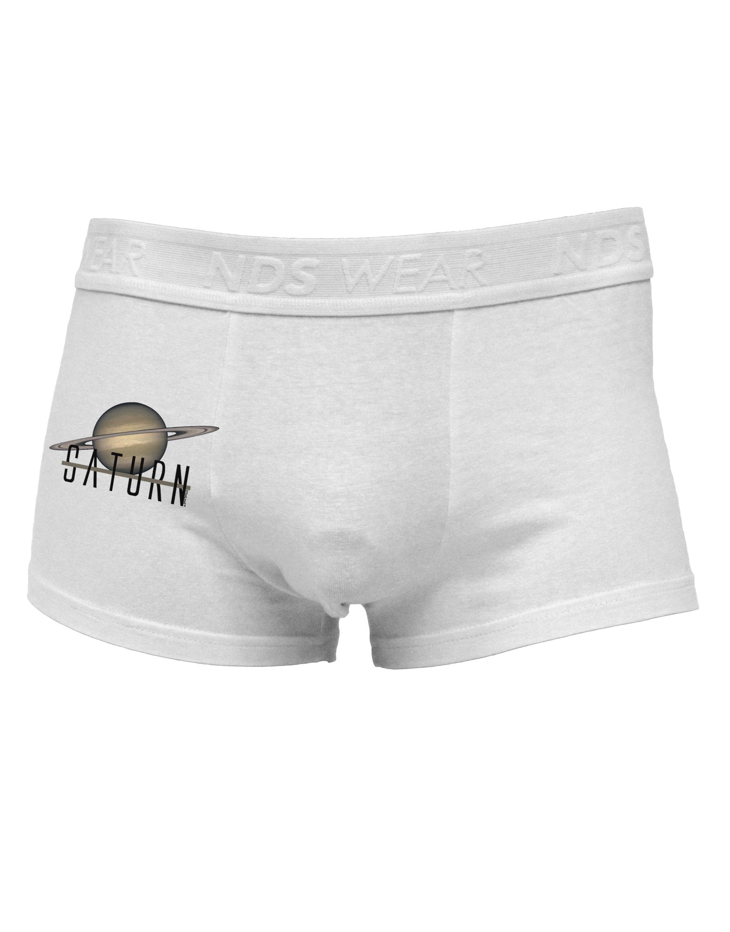 Planet Saturn Text Side Printed Mens Trunk Underwear-Mens Trunk Underwear-NDS Wear-White-Small-Davson Sales