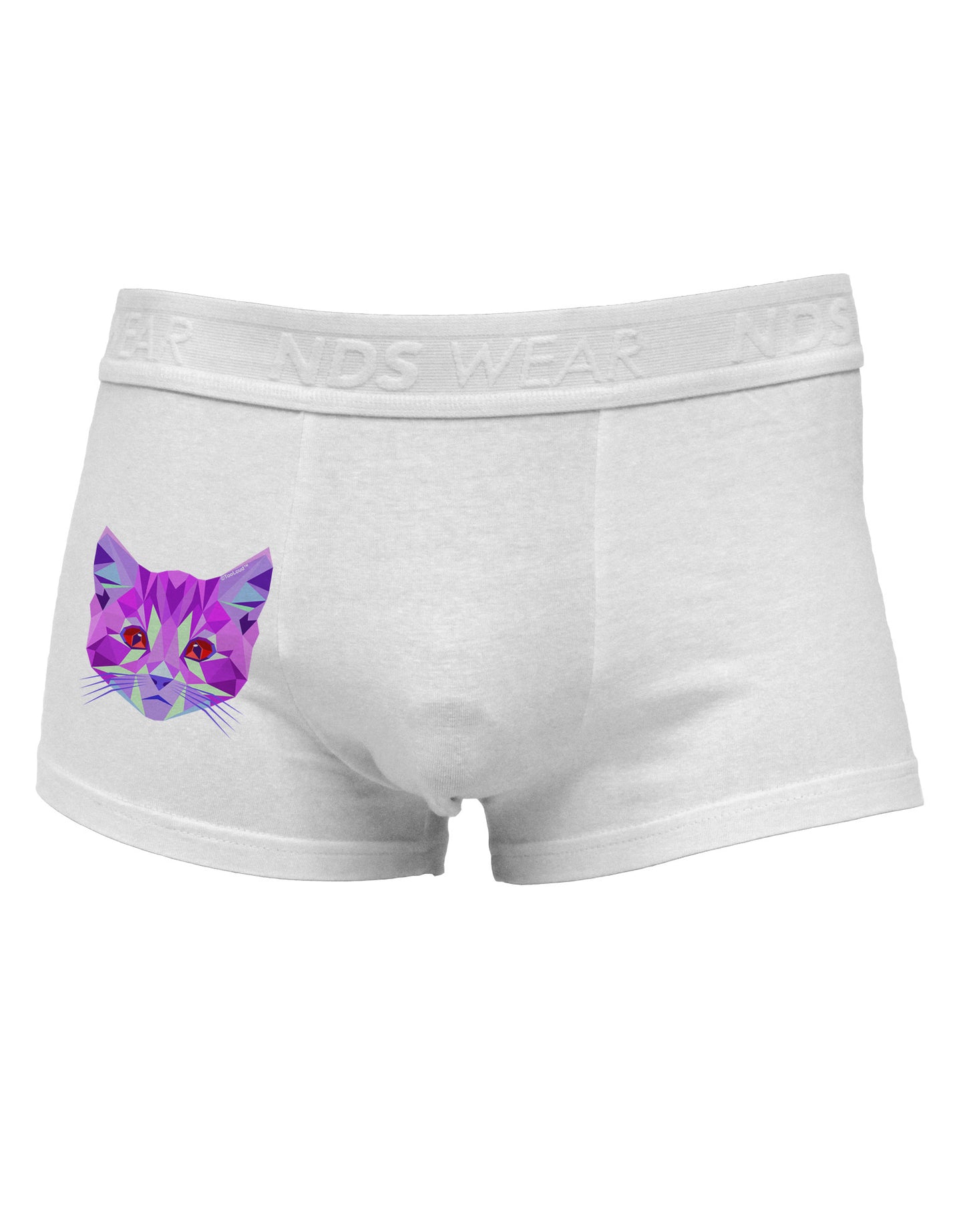 Geometric Kitty Purple Side Printed Mens Trunk Underwear-Mens Trunk Underwear-NDS Wear-White-Small-Davson Sales