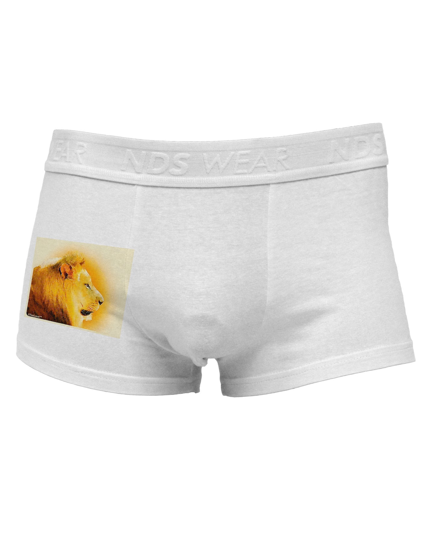 Lion Watercolor 3 Side Printed Mens Trunk Underwear-Mens Trunk Underwear-NDS Wear-White-Small-Davson Sales
