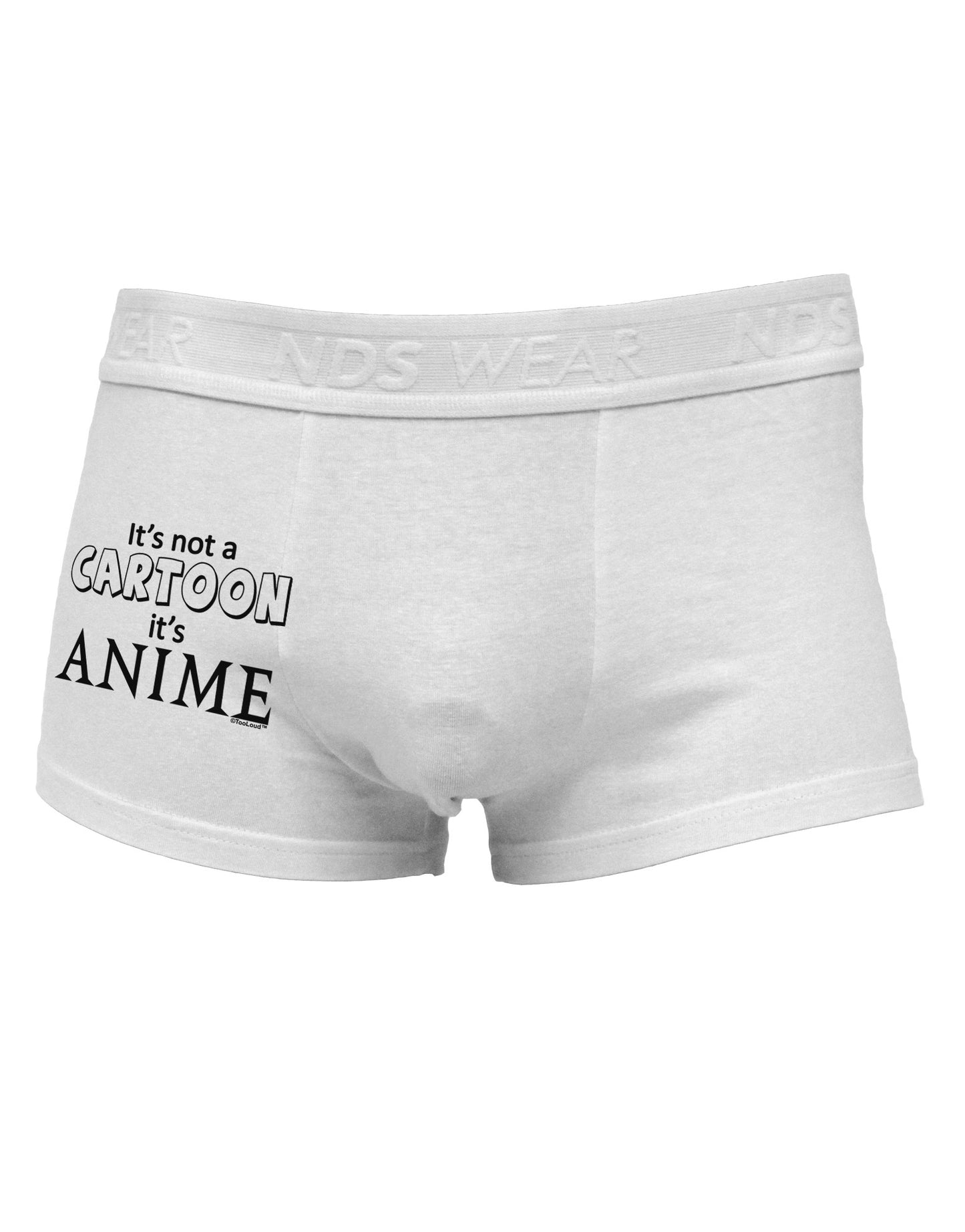 Not A Cartoon Text Side Printed Mens Trunk Underwear-Mens Trunk Underwear-NDS Wear-White-Small-Davson Sales