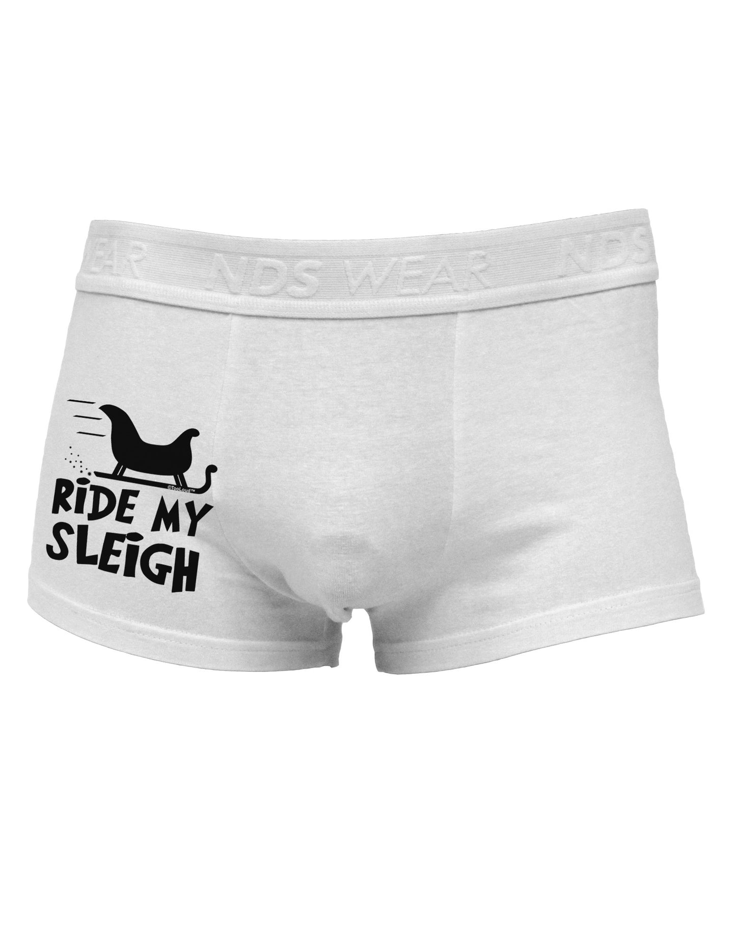Ride My Sleigh BnW Side Printed Mens Trunk Underwear-Mens Trunk Underwear-NDS Wear-White-Small-Davson Sales
