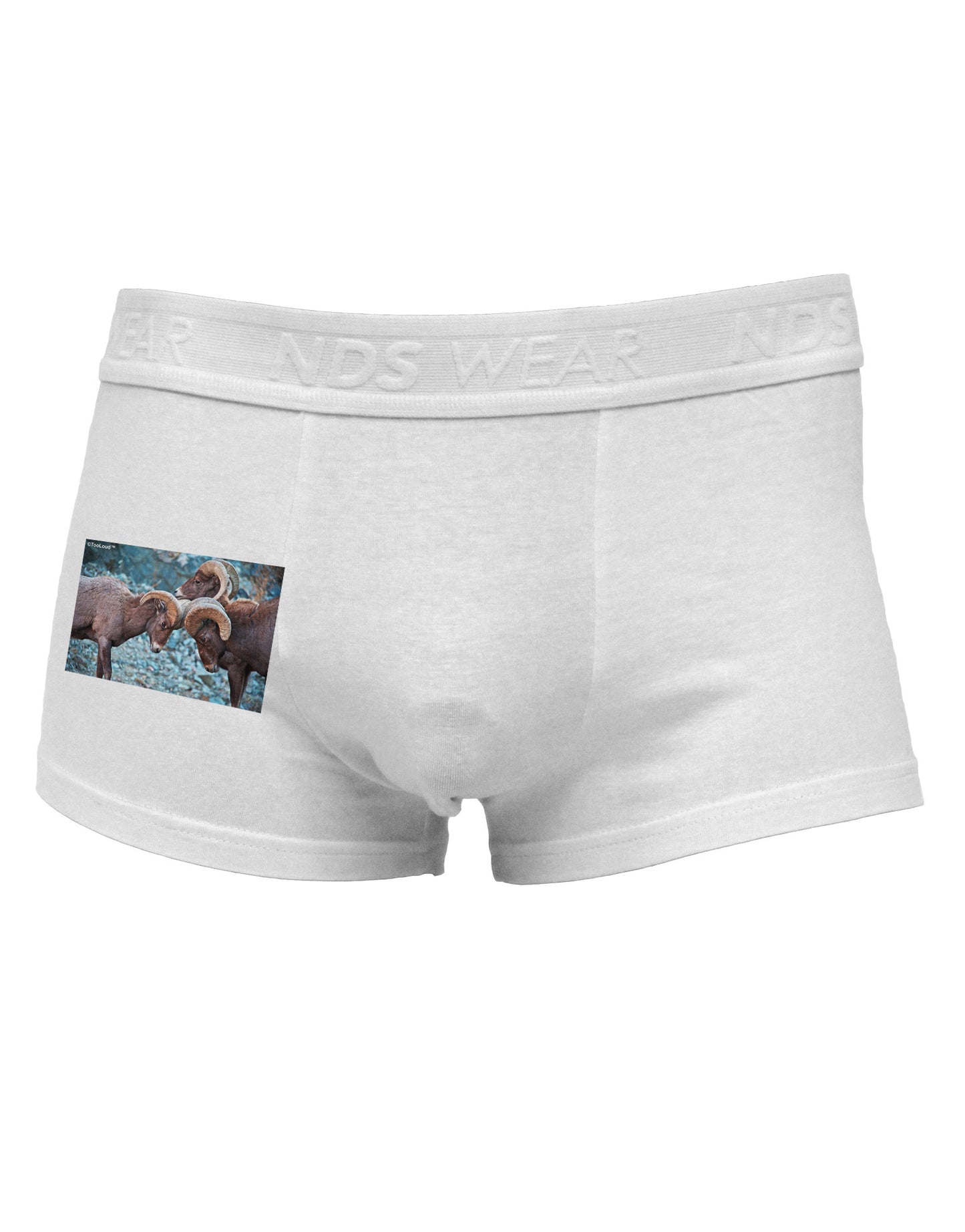 CO Bighorn Head Butt Side Printed Mens Trunk Underwear-Mens Trunk Underwear-NDS Wear-White-Small-Davson Sales