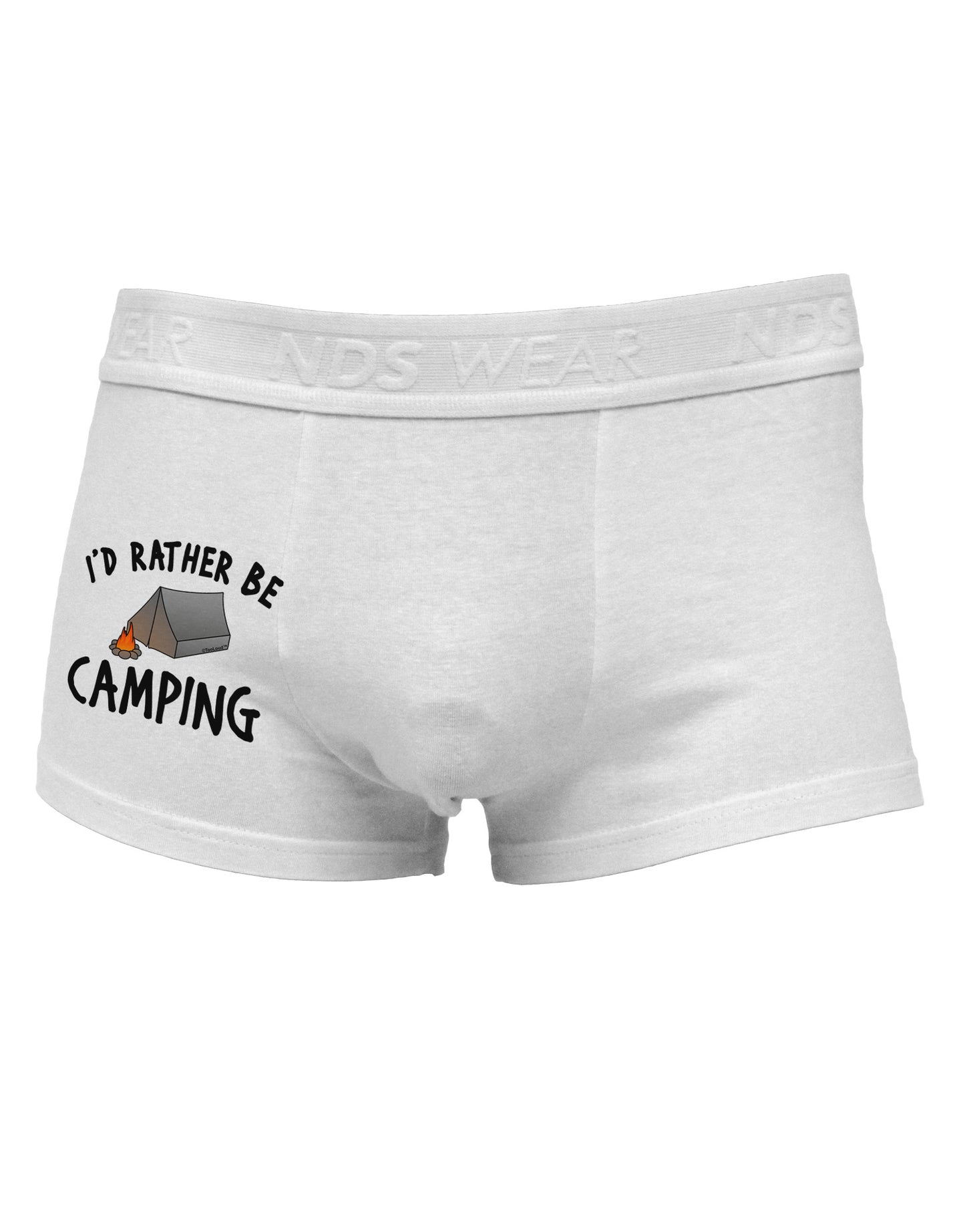 I'd Rather Be Camping Side Printed Mens Trunk Underwear-Mens Trunk Underwear-NDS Wear-White-Small-Davson Sales
