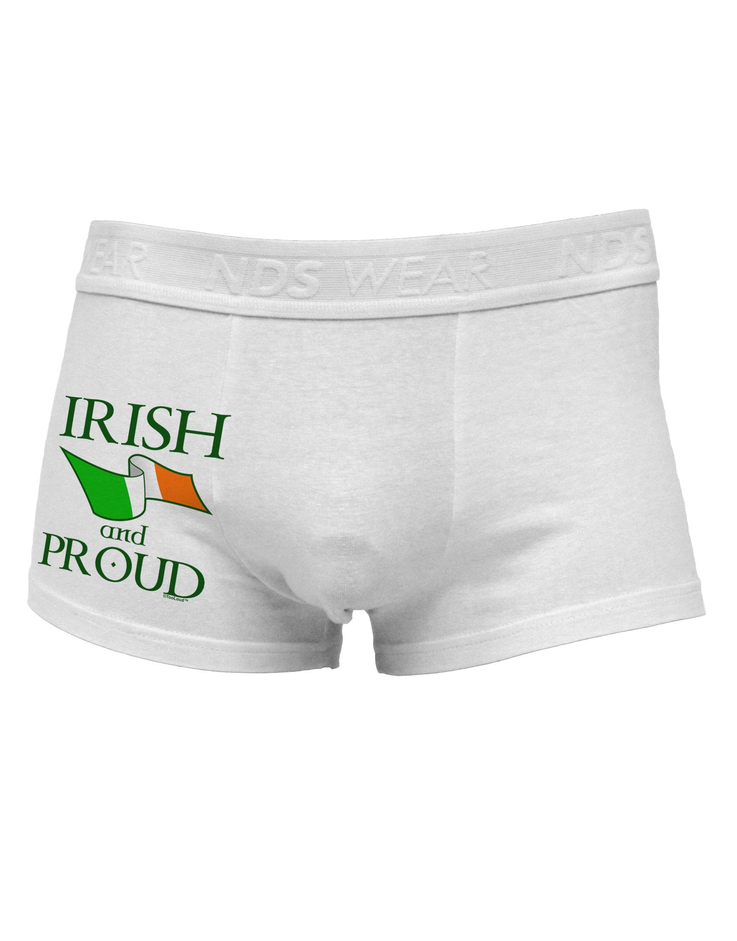 Irish and Proud Side Printed Mens Trunk Underwear-Mens Trunk Underwear-NDS Wear-White-Small-Davson Sales