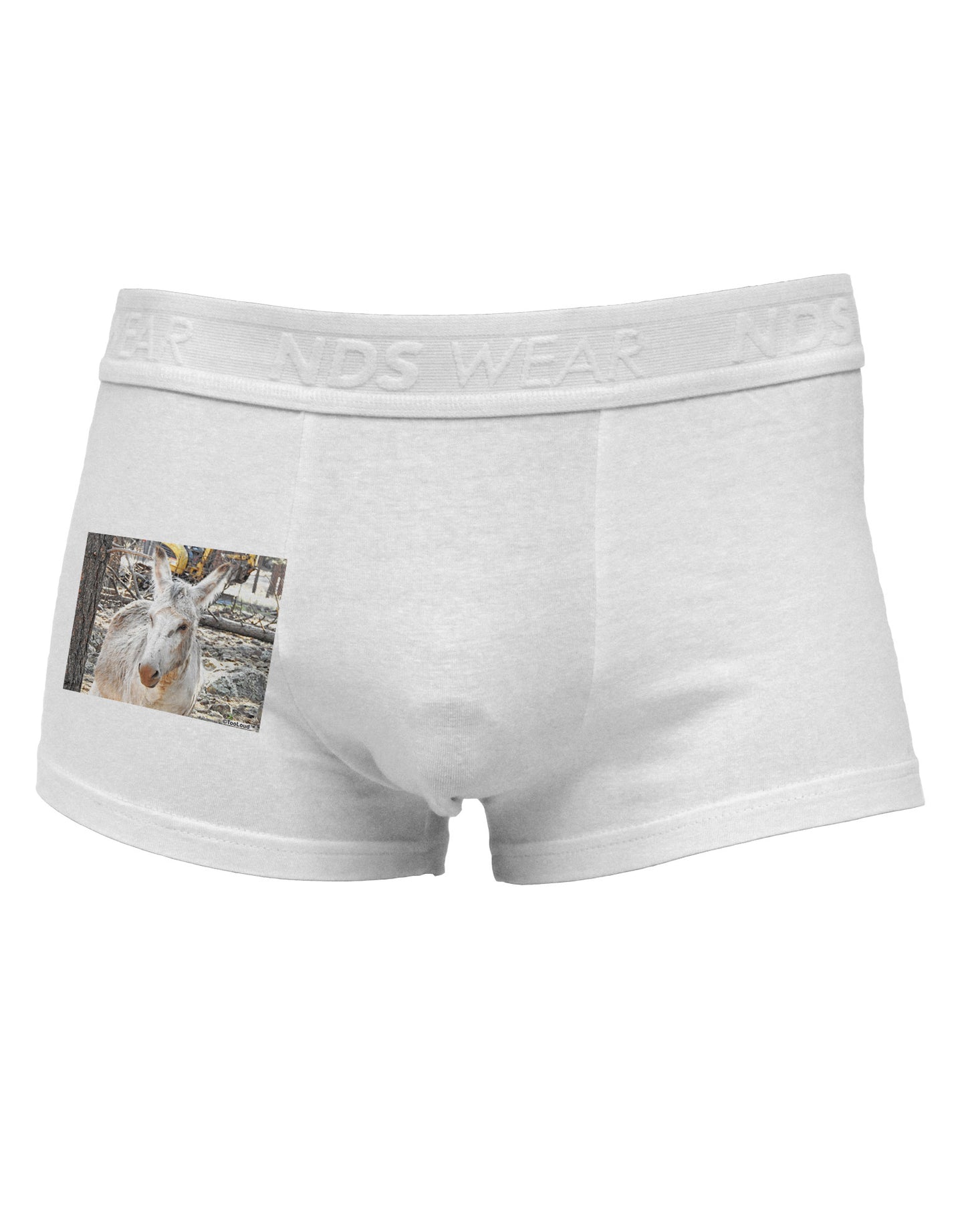 Troubled Burro Side Printed Mens Trunk Underwear-Mens Trunk Underwear-NDS Wear-White-Small-Davson Sales