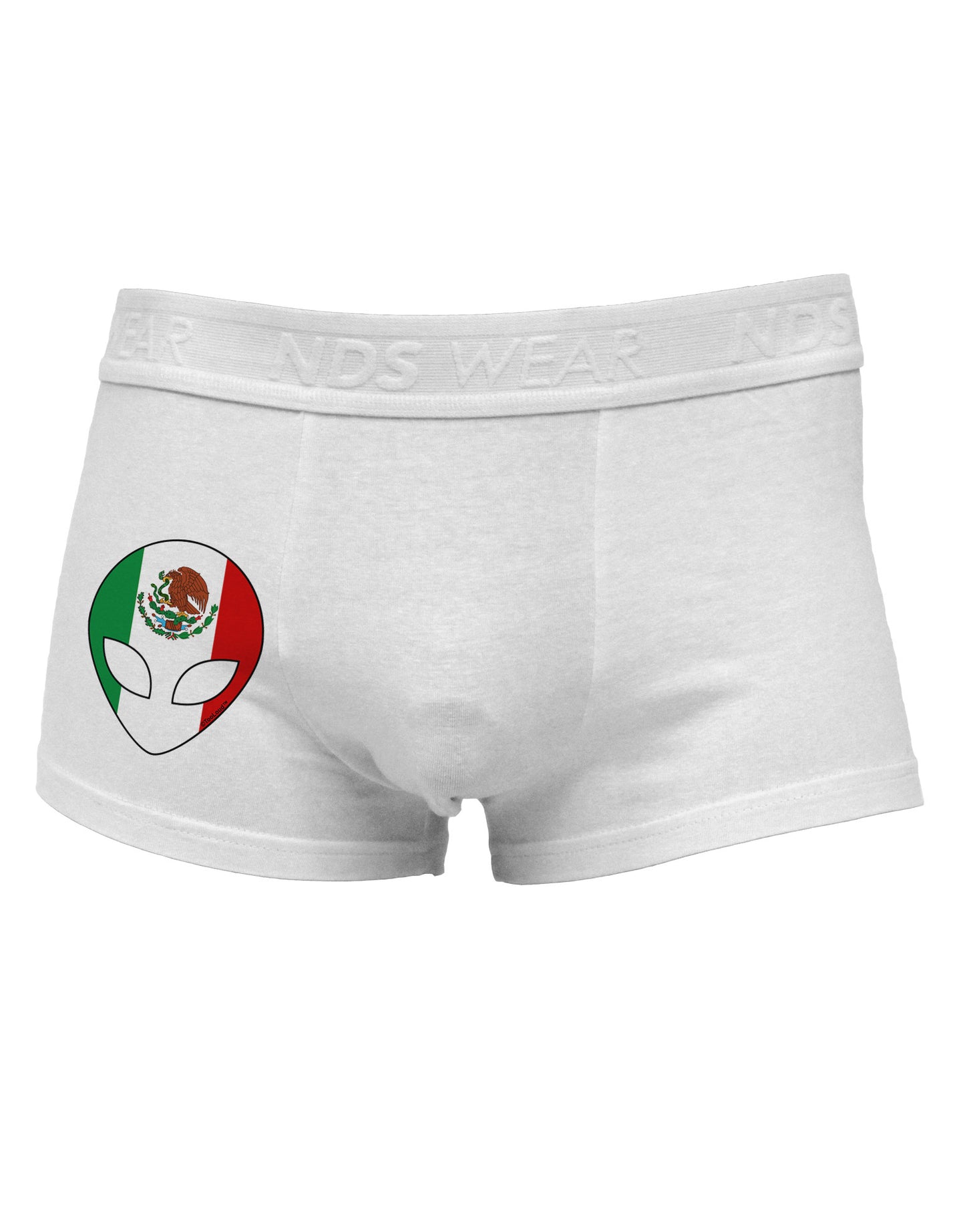 Mexican Flag Extraterrestrial Side Printed Mens Trunk Underwear-Mens Trunk Underwear-NDS Wear-White-Small-Davson Sales