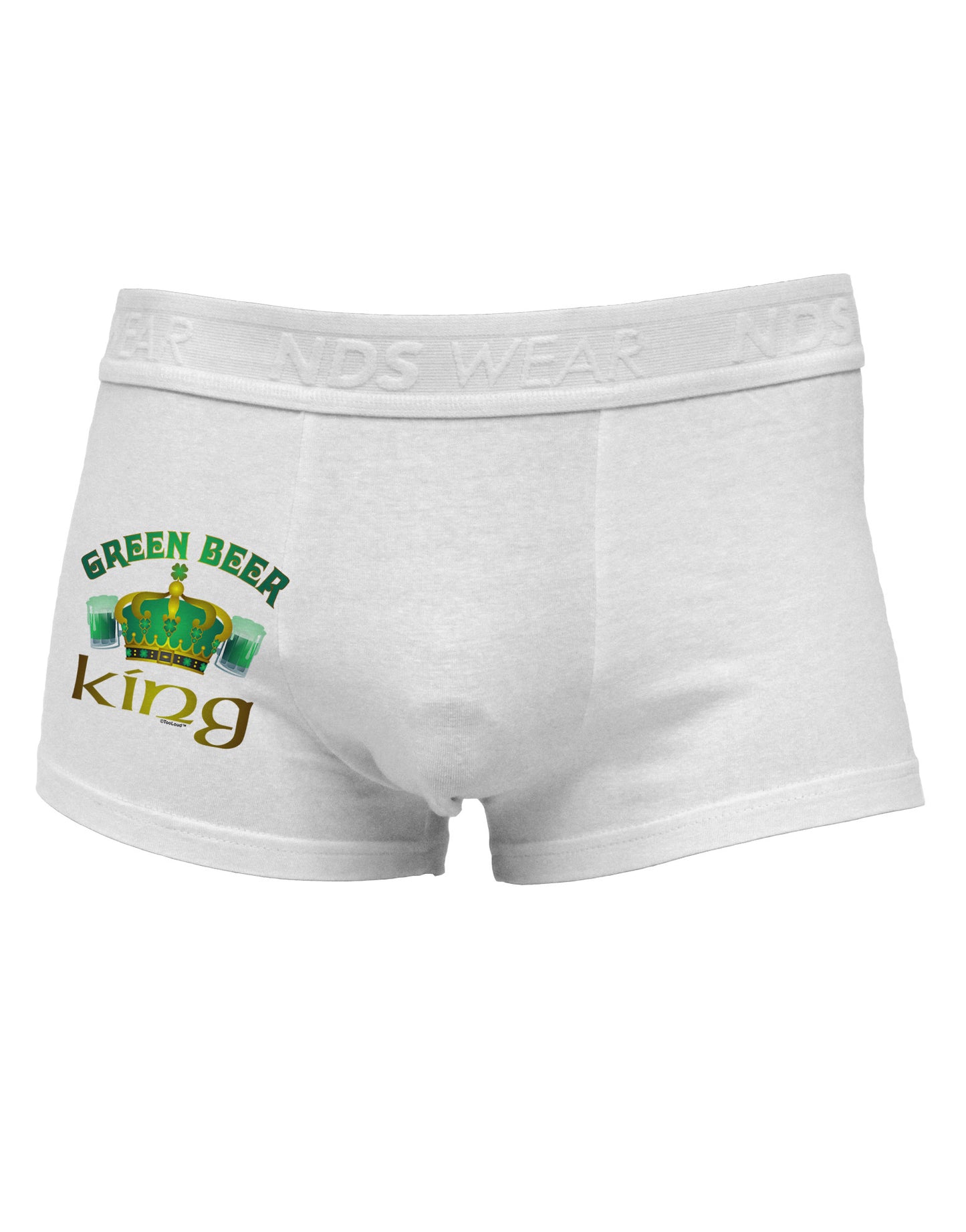 Green Beer King Side Printed Mens Trunk Underwear-Mens Trunk Underwear-NDS Wear-White-Small-Davson Sales