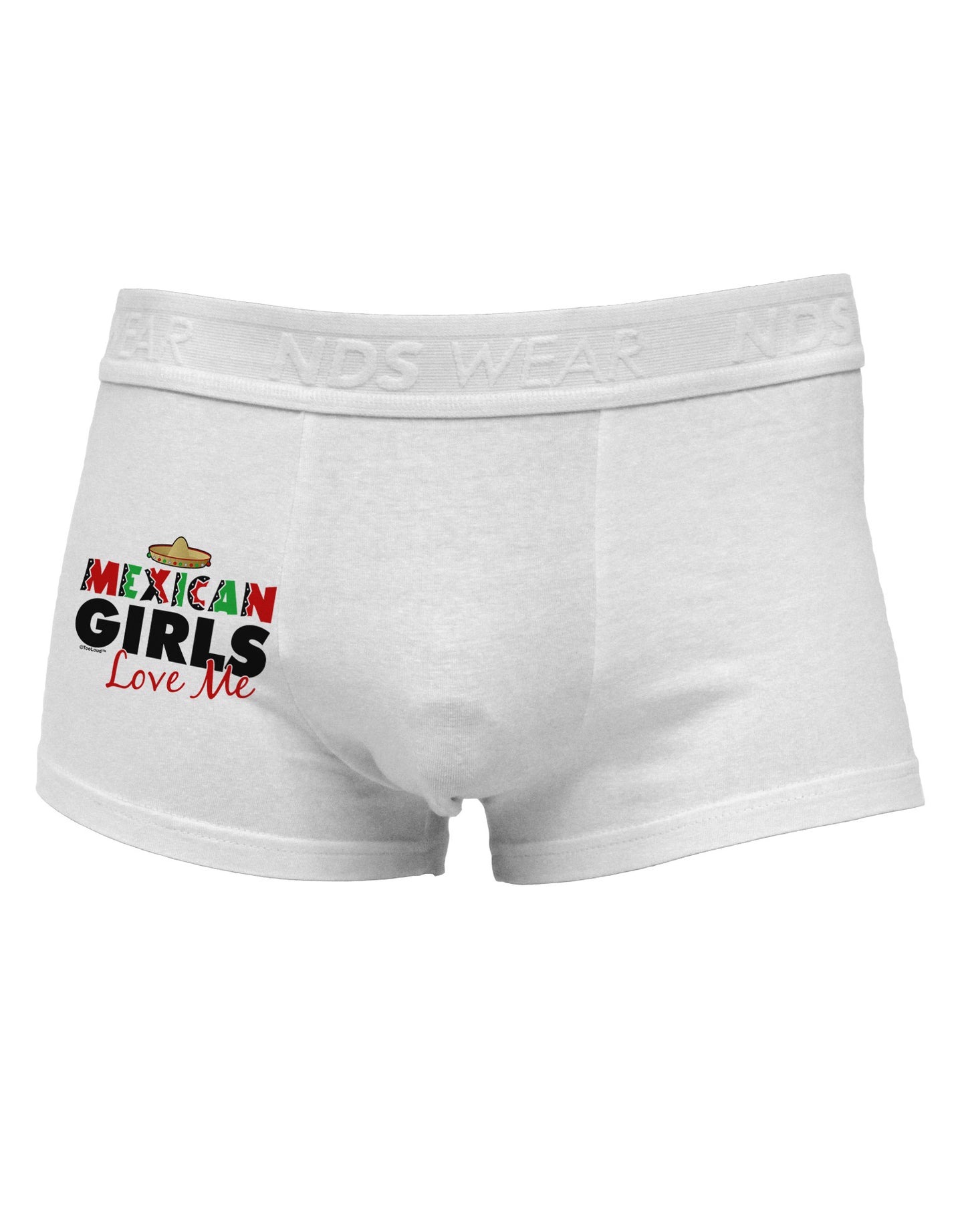 Mexican Girls Love Me Side Printed Mens Trunk Underwear-Mens Trunk Underwear-NDS Wear-White-Small-Davson Sales