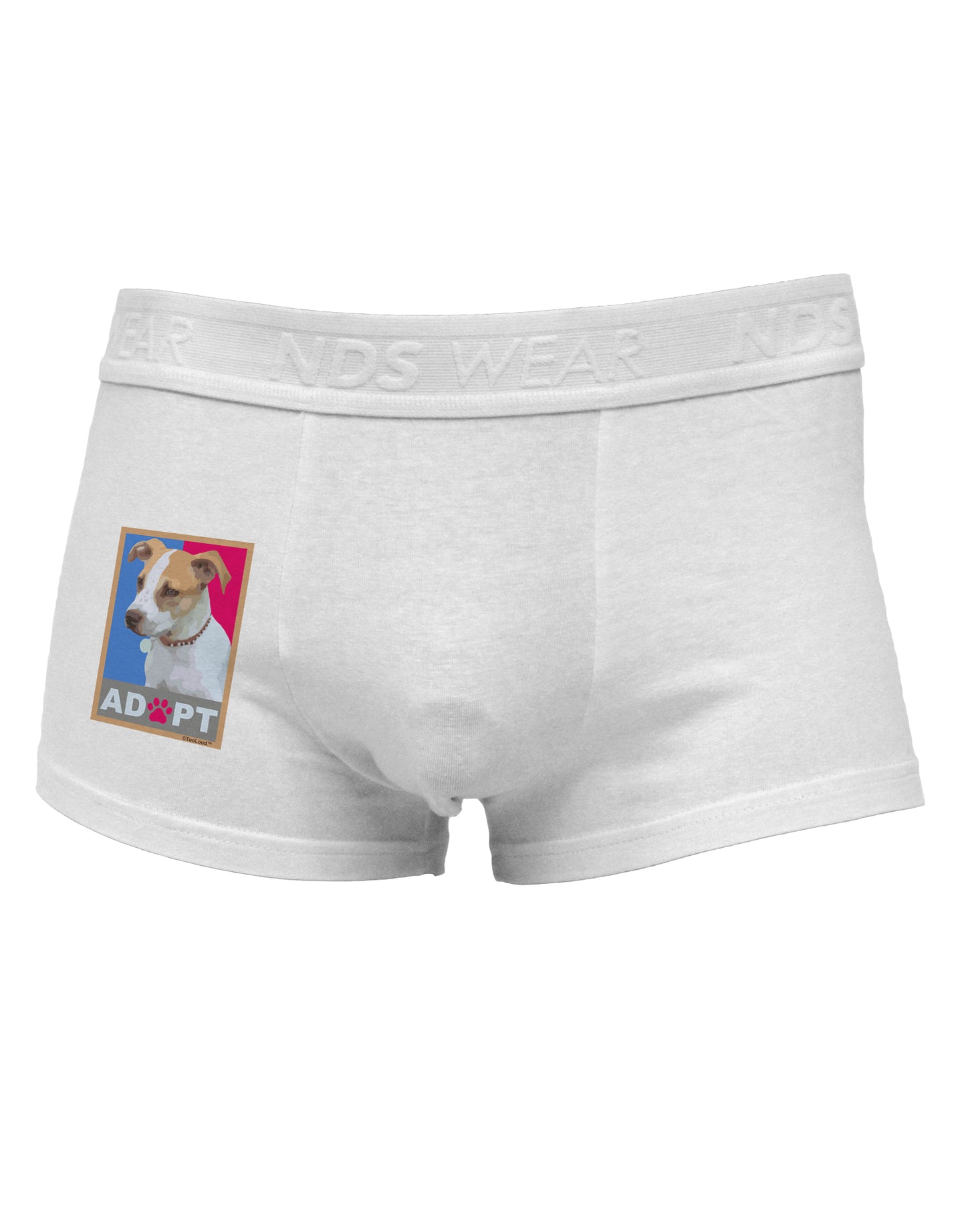 Adopt Cute Puppy Cat Adoption Side Printed Mens Trunk Underwear-Mens Trunk Underwear-NDS Wear-White-Small-Davson Sales